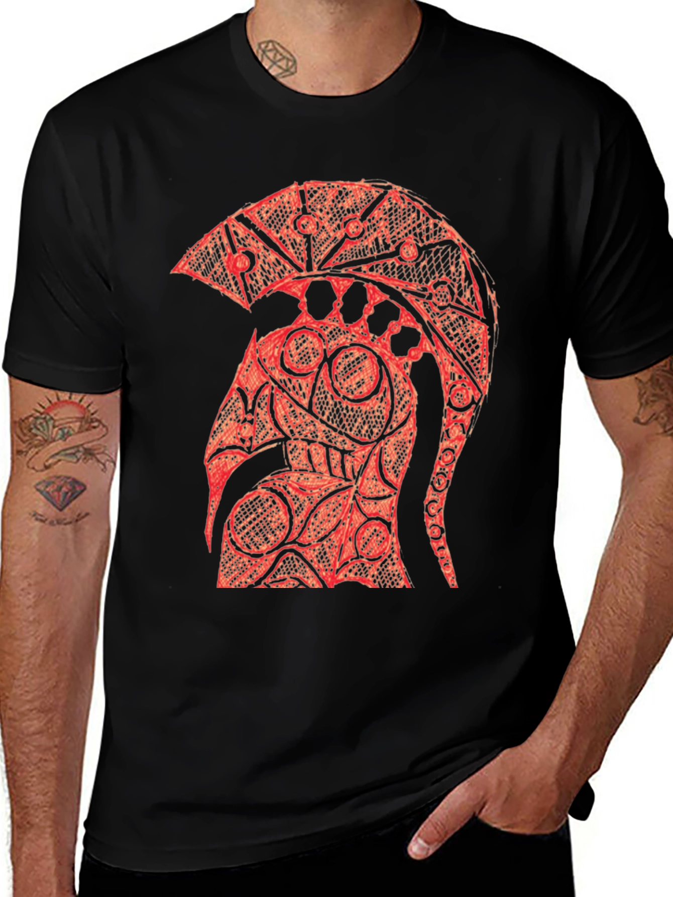 Spartan Helmet Graphic Tee - Bold Design, Black T-Shirt