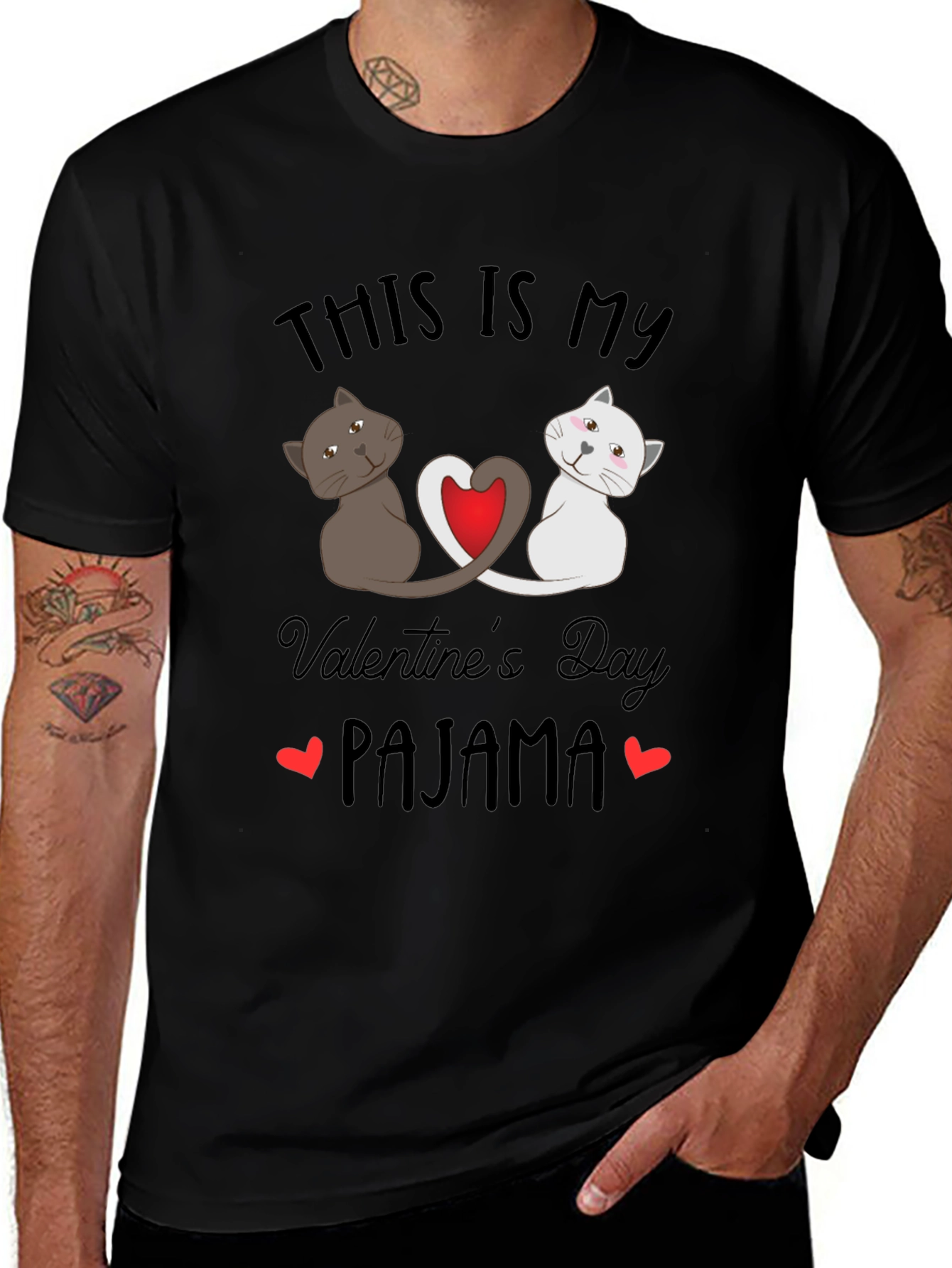 Valentine's Day Cat Pajama T-Shirt