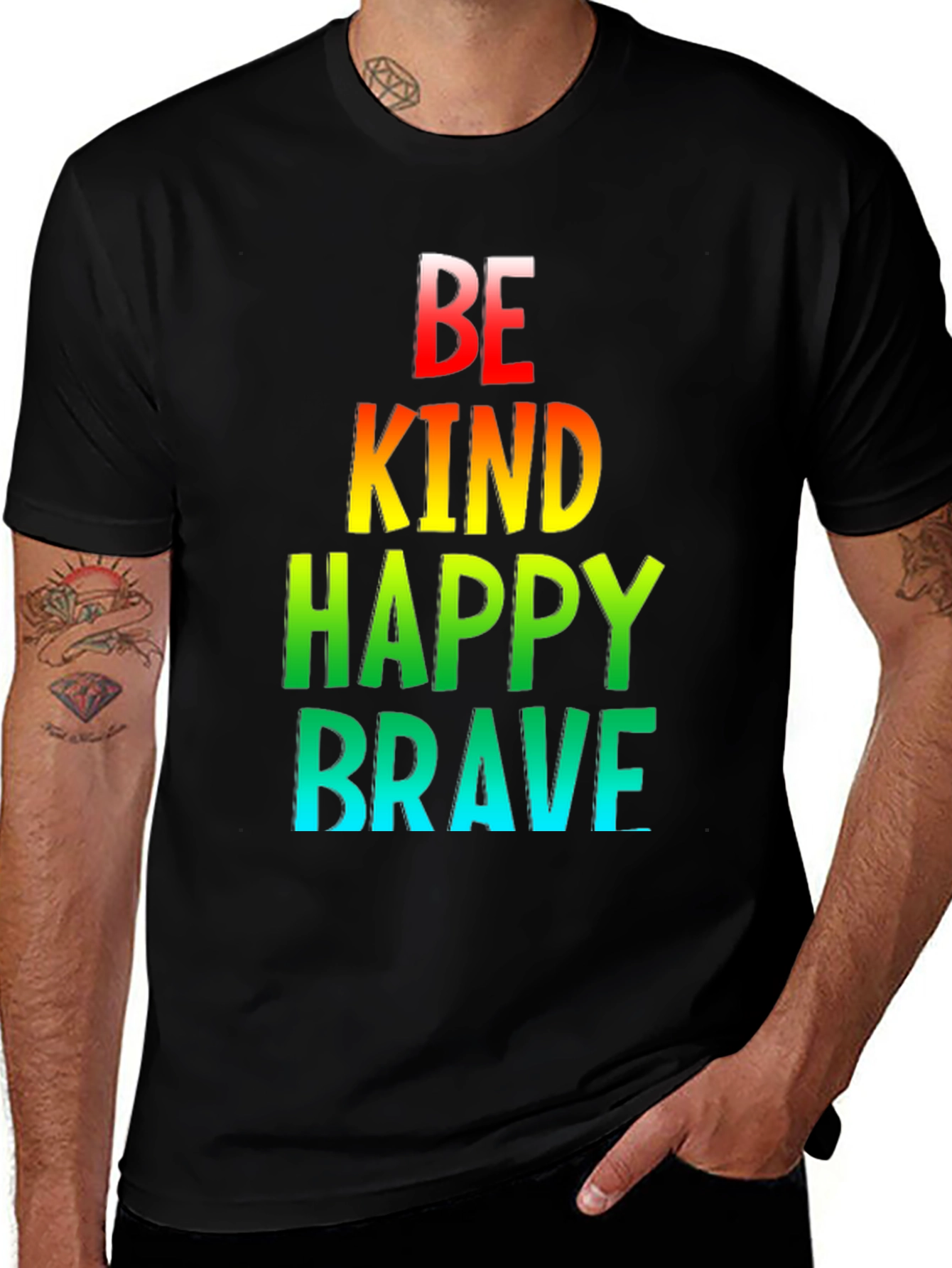 Variant 27 of Be Kind Happy Brave Graphic Tee - Positive Vibes