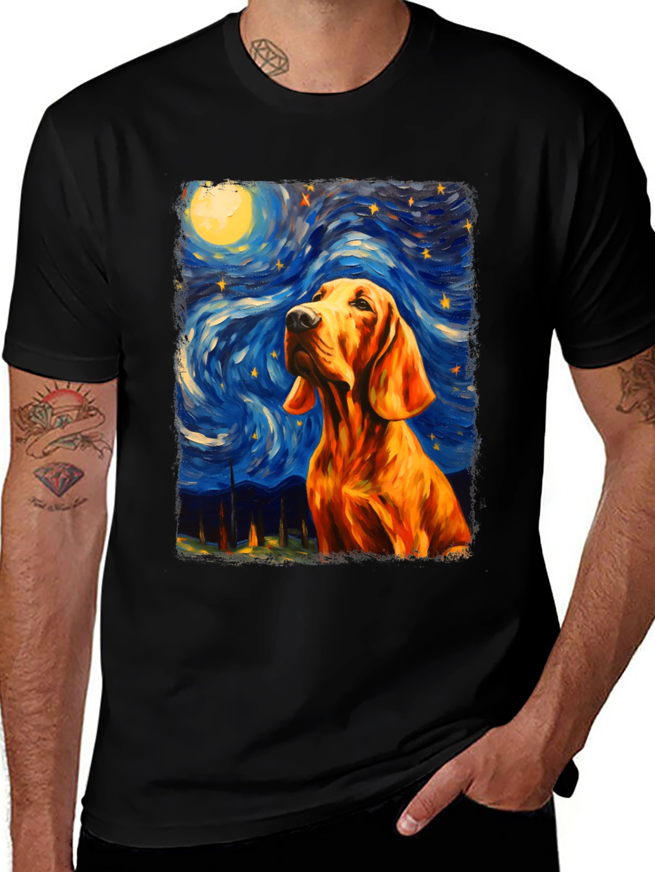 Vizsla Starry Night T-Shirt - Artistic Dog Tee