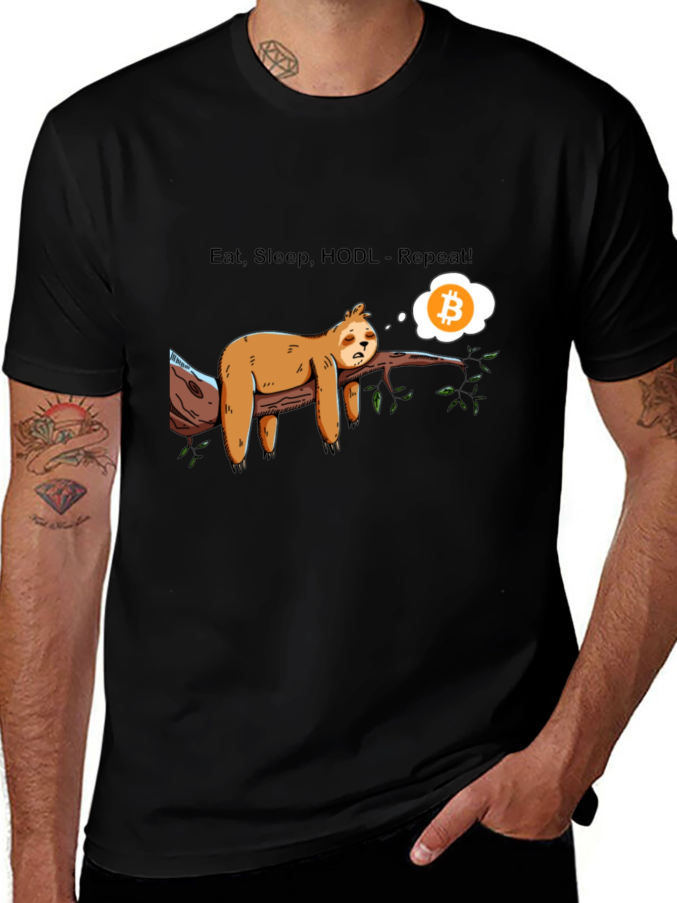 Variant 7 of Eat Sleep HODL Repeat Crypto Sloth Tee