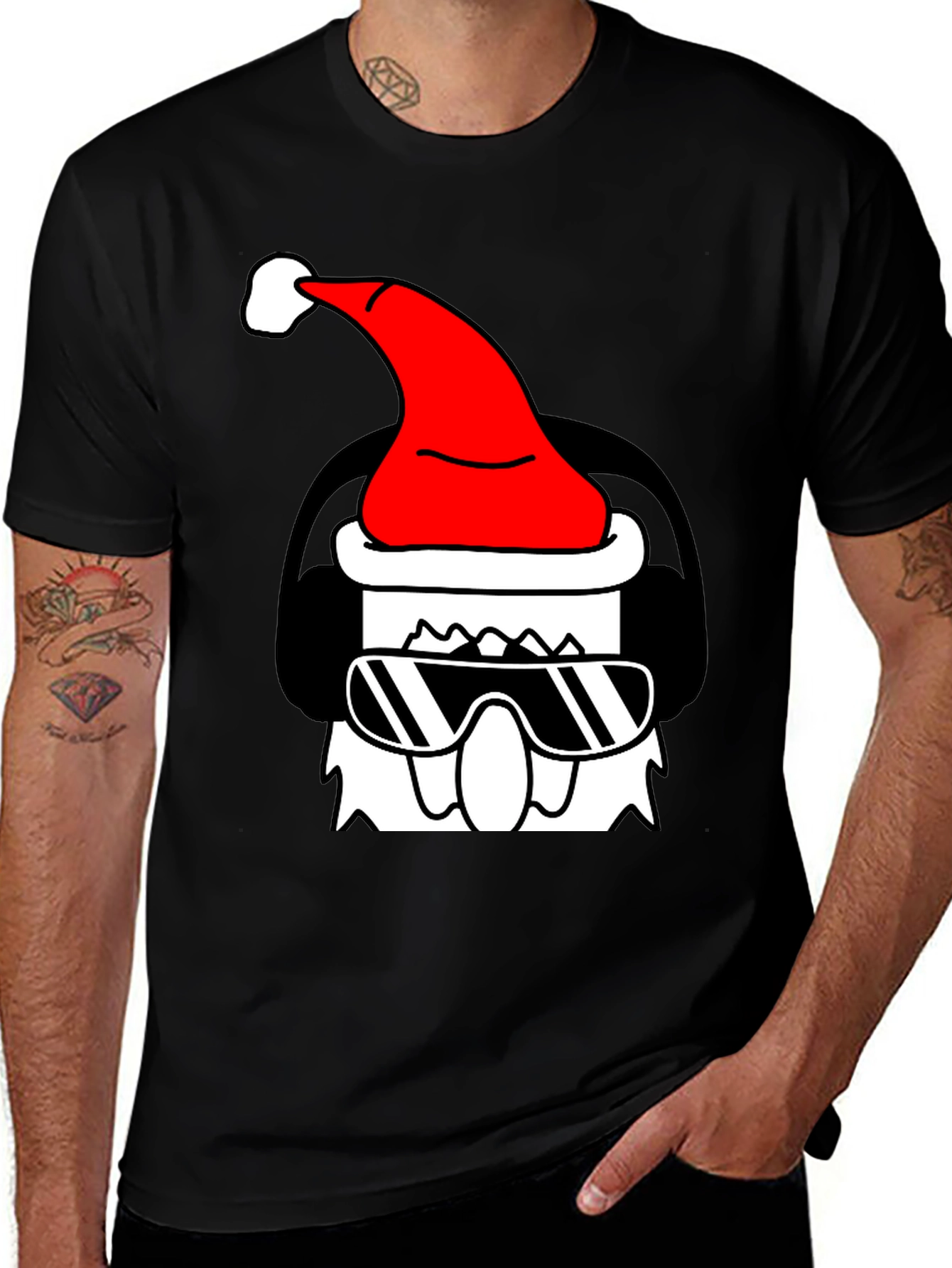 Cool Santa Graphic T-Shirt - Black