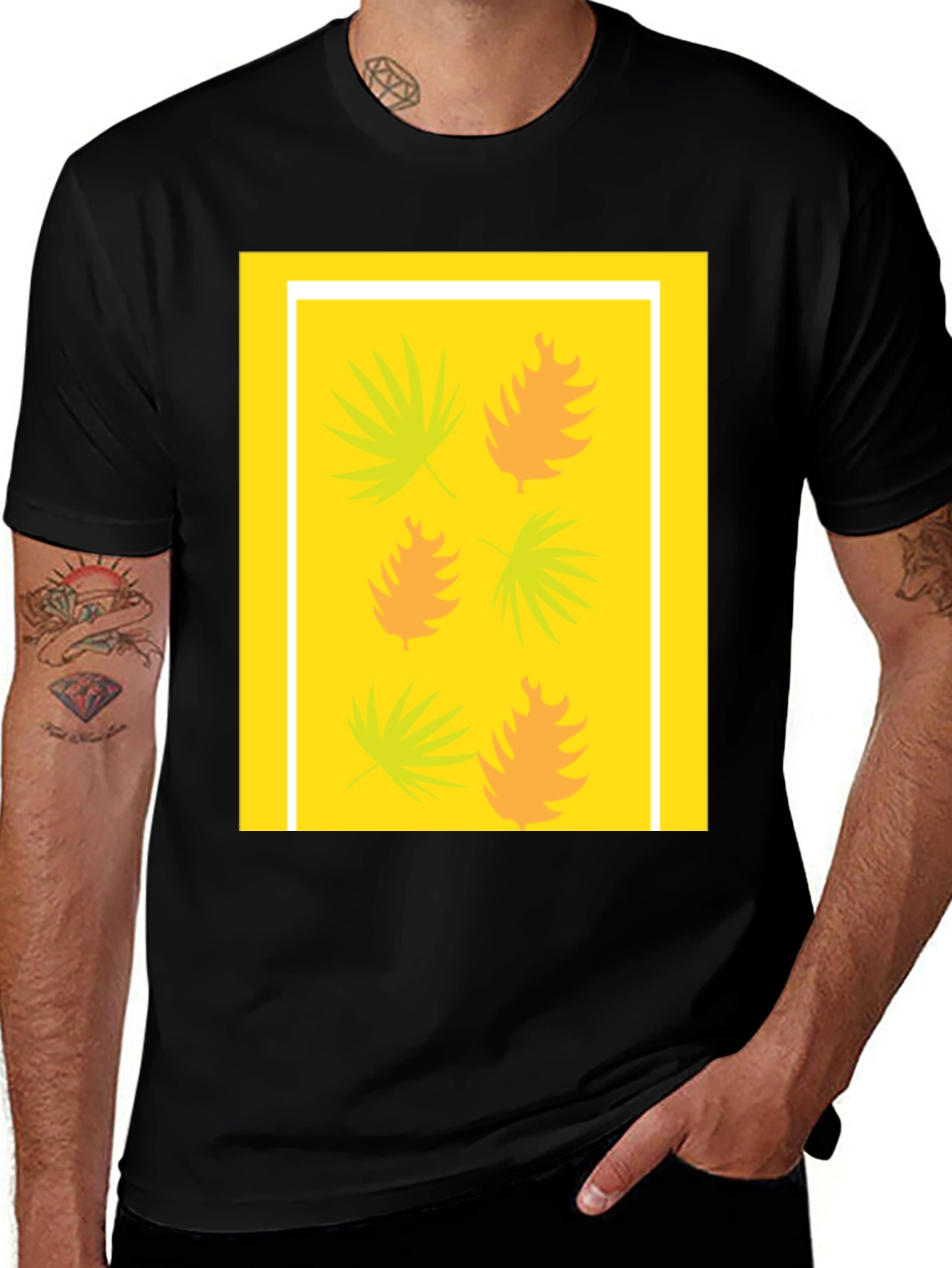 Variant 6 of Tropical Leaf Print Crew Neck T-Shirt