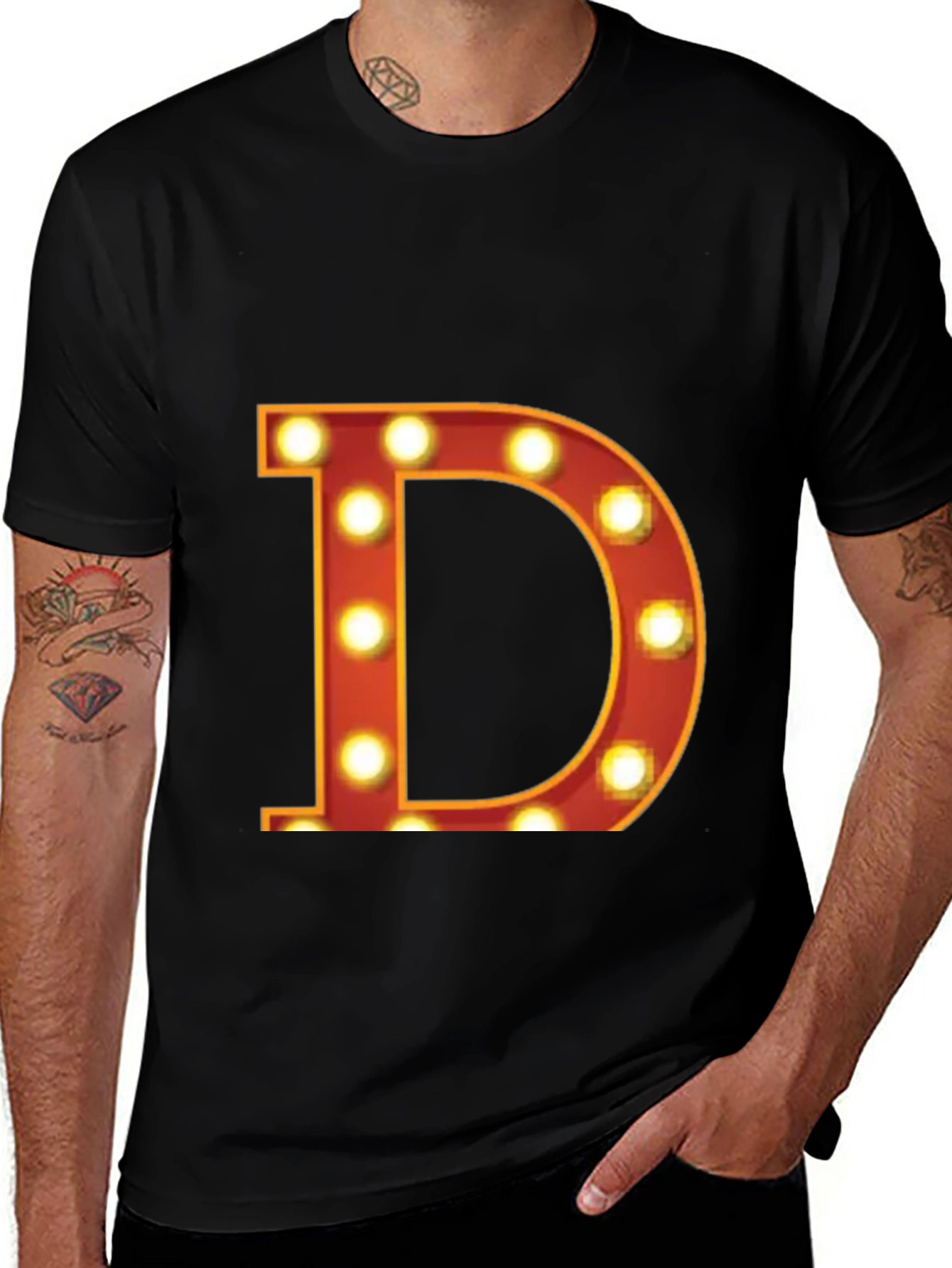 Variant 25 of Illuminated "D" Graphic Tee - Bold Statement T-Shirt