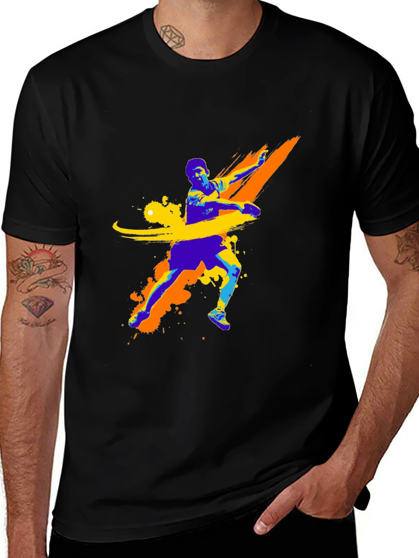 Variant 23 of Abstract Tennis Player Graphic Tee