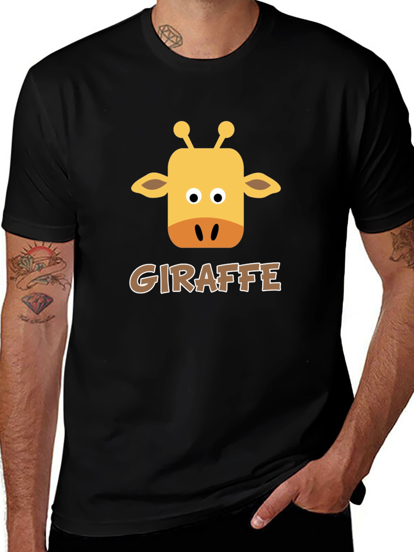 Variant 25 of Giraffe Graphic Print Black T-Shirt