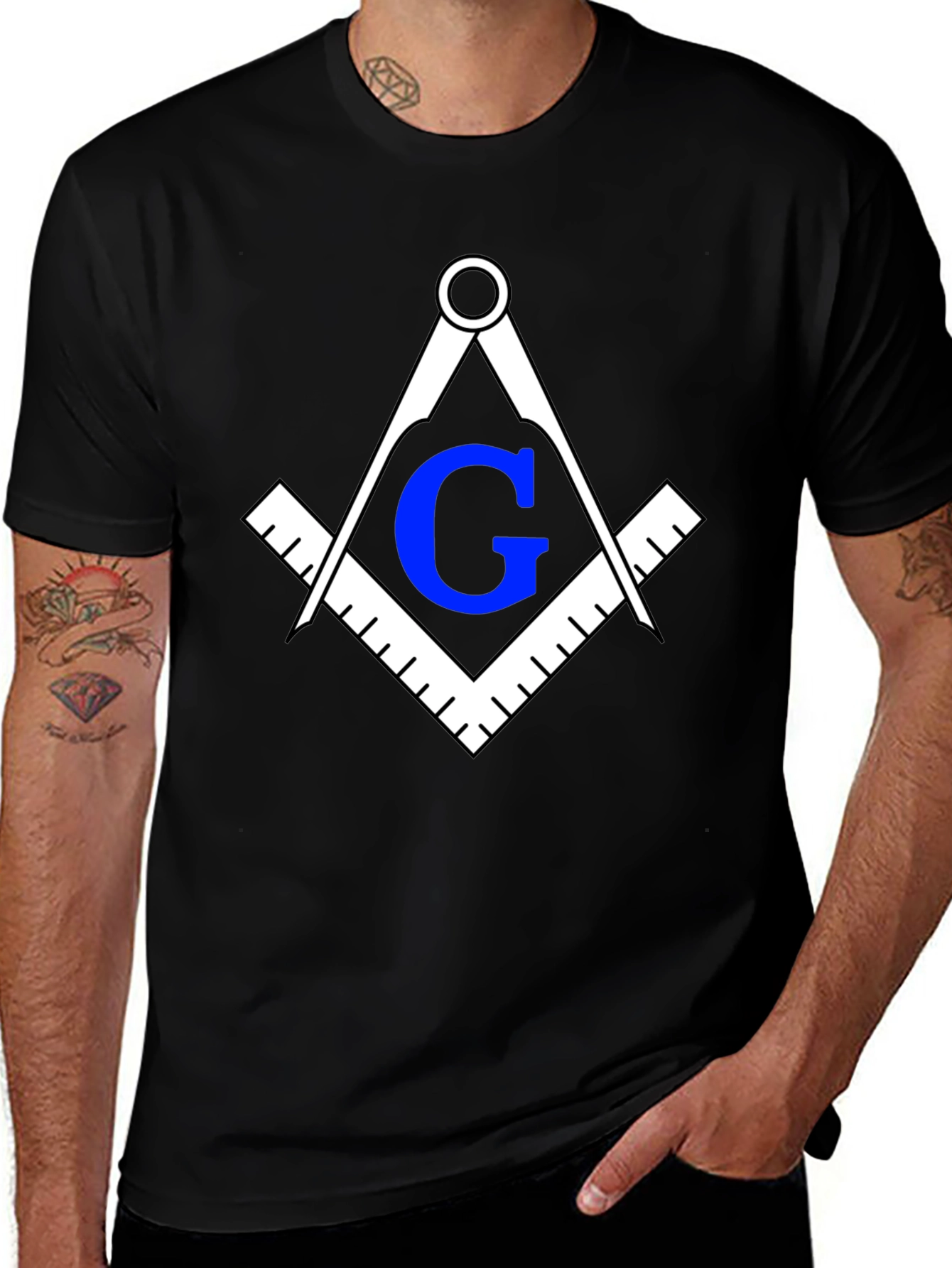 Masonic Square & Compasses T-Shirt - Black