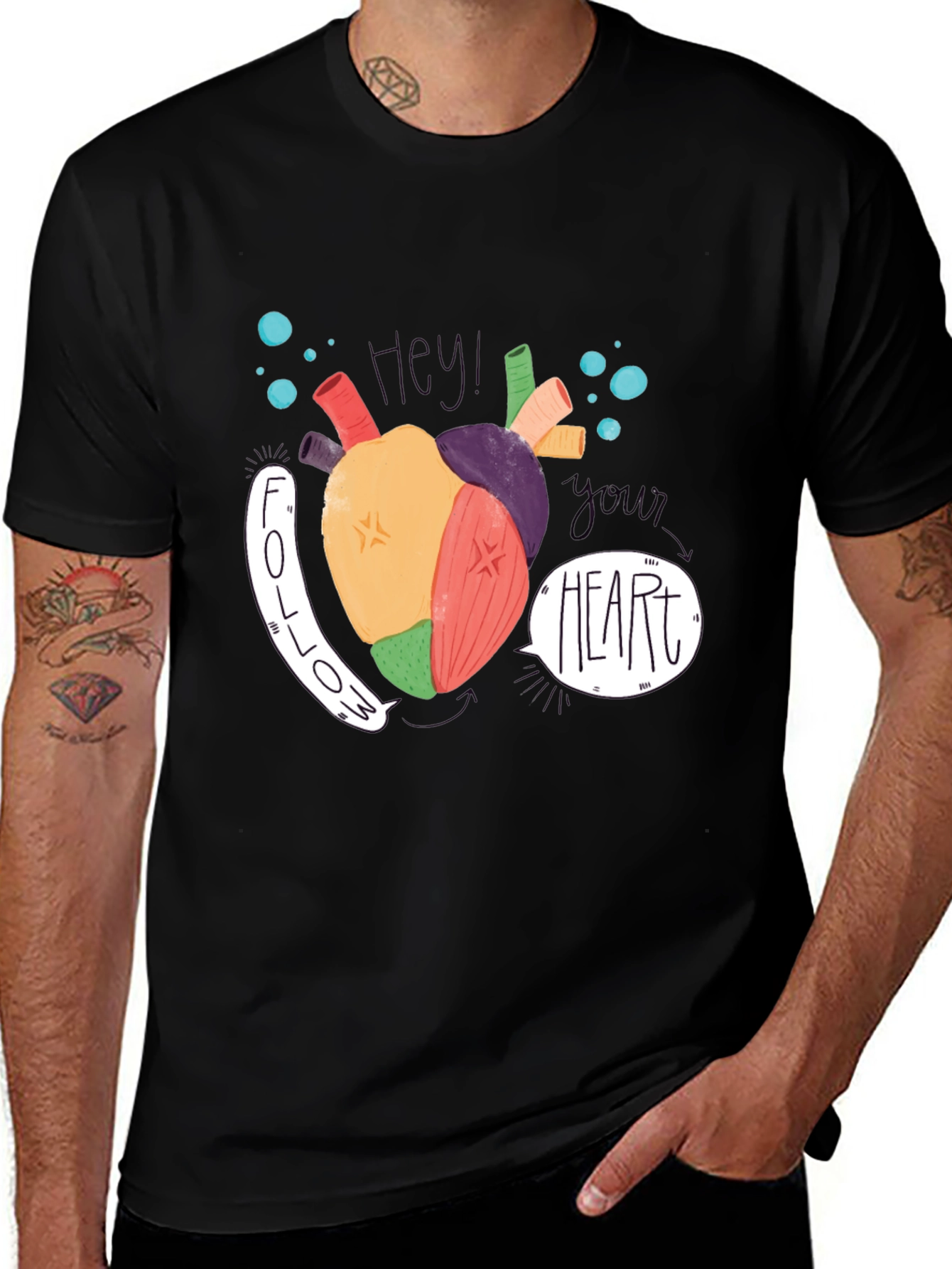 Variant 29 of Follow Your Heart Graphic Tee - Black