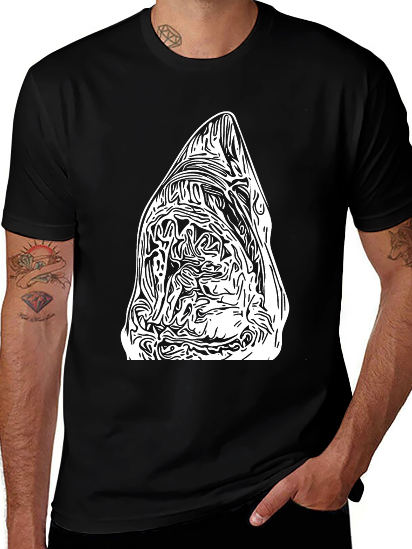 Variant 22 of Abstract Graphic Tee - Black Cotton Blend