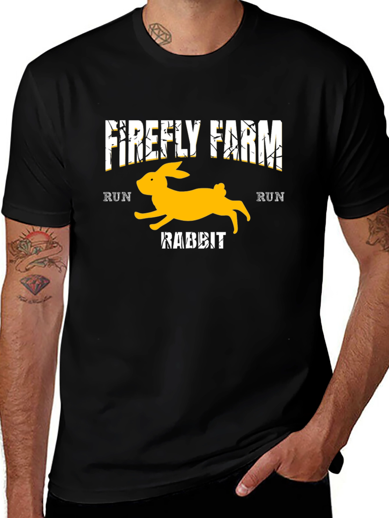 Variant 16 of Firefly Farm Rabbit Run Black T-Shirt