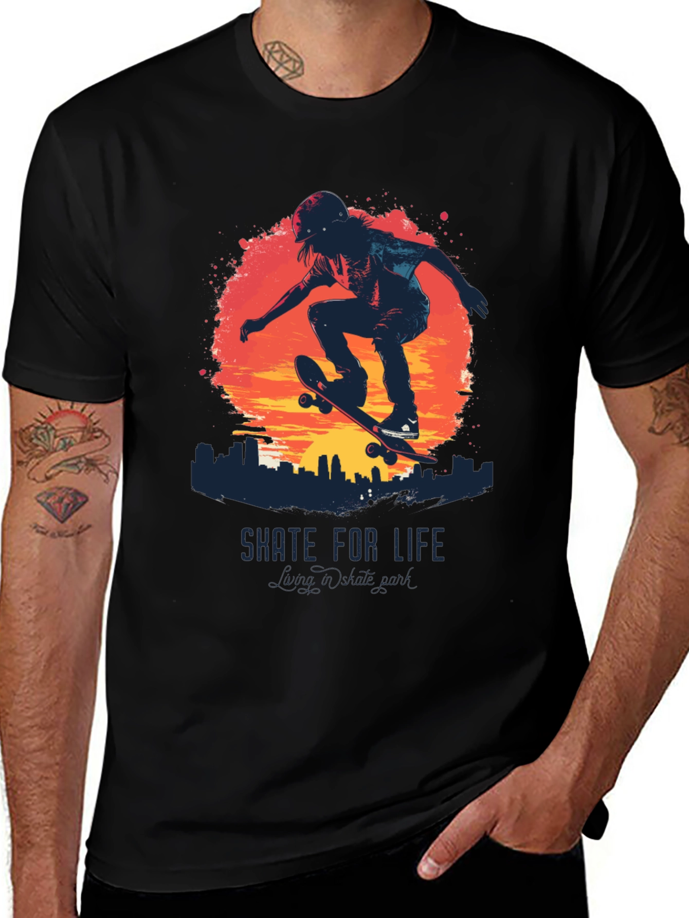 Variant 4 of Skate for Life Graphic Tee - Cool Skateboarder Design