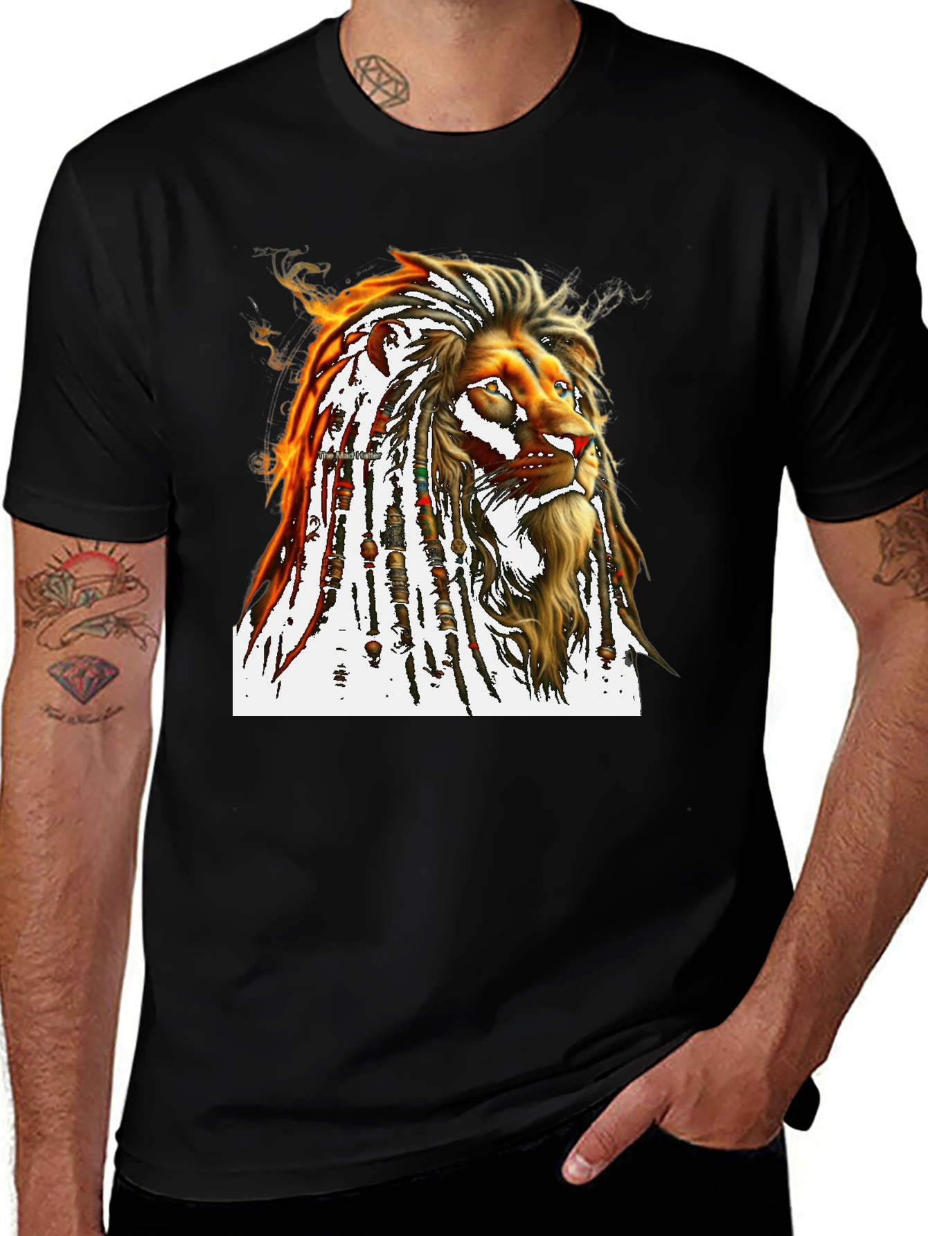 Variant 16 of Lion Dreadlocks T-Shirt - Black
