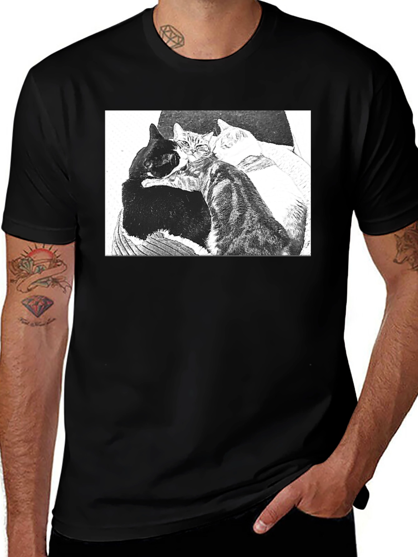 Variant 16 of Cat Pile T-Shirt - Comfortable Black Tee