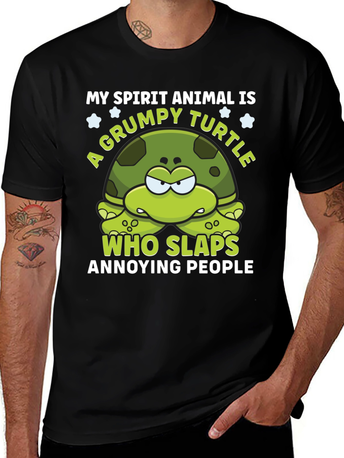 Variant 13 of Grumpy Turtle Slaps Funny Graphic T-Shirt