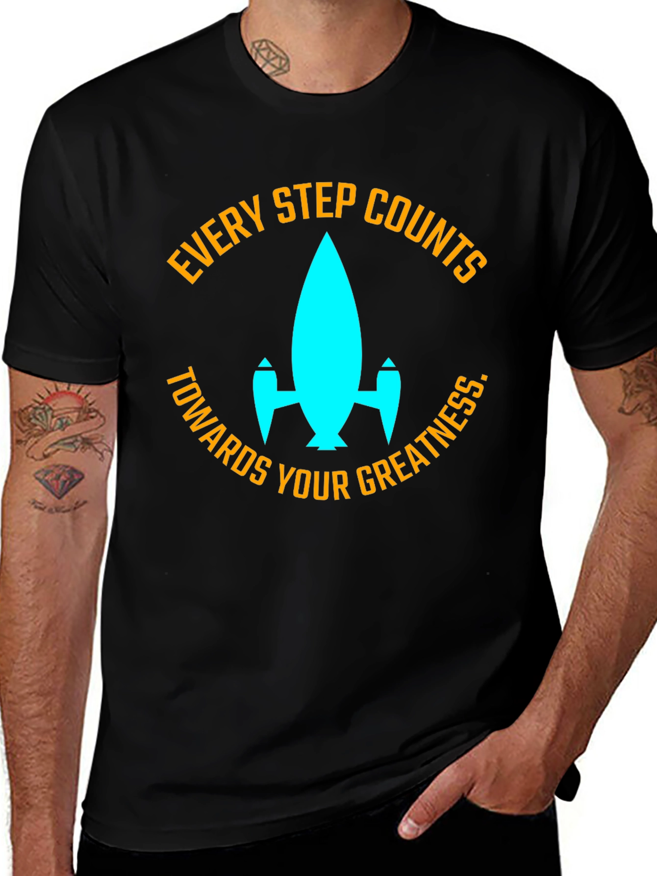 Variant 14 of Motivational Rocket T-Shirt - Every Step Counts