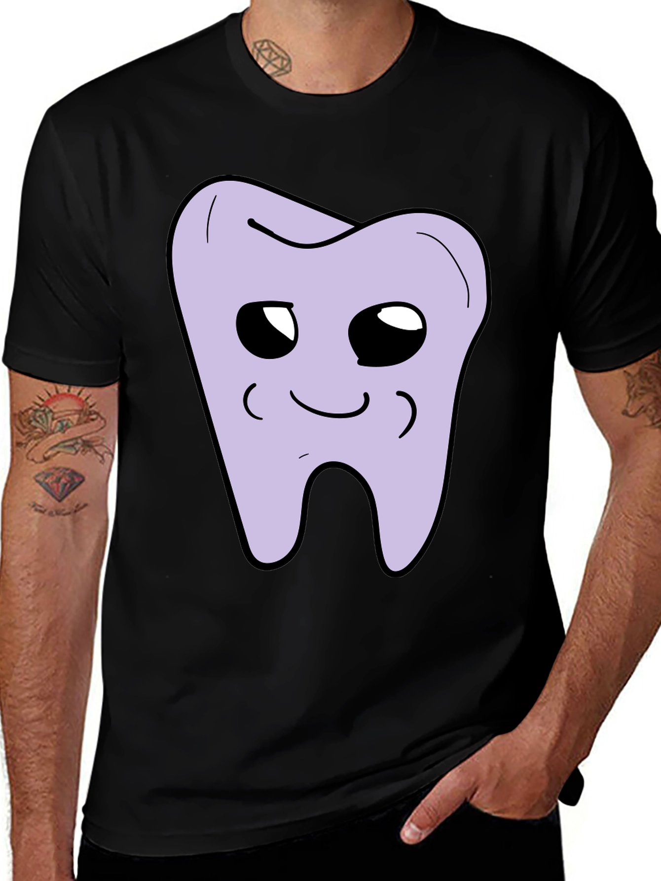 Variant 24 of Cute Tooth Graphic Black T-Shirt
