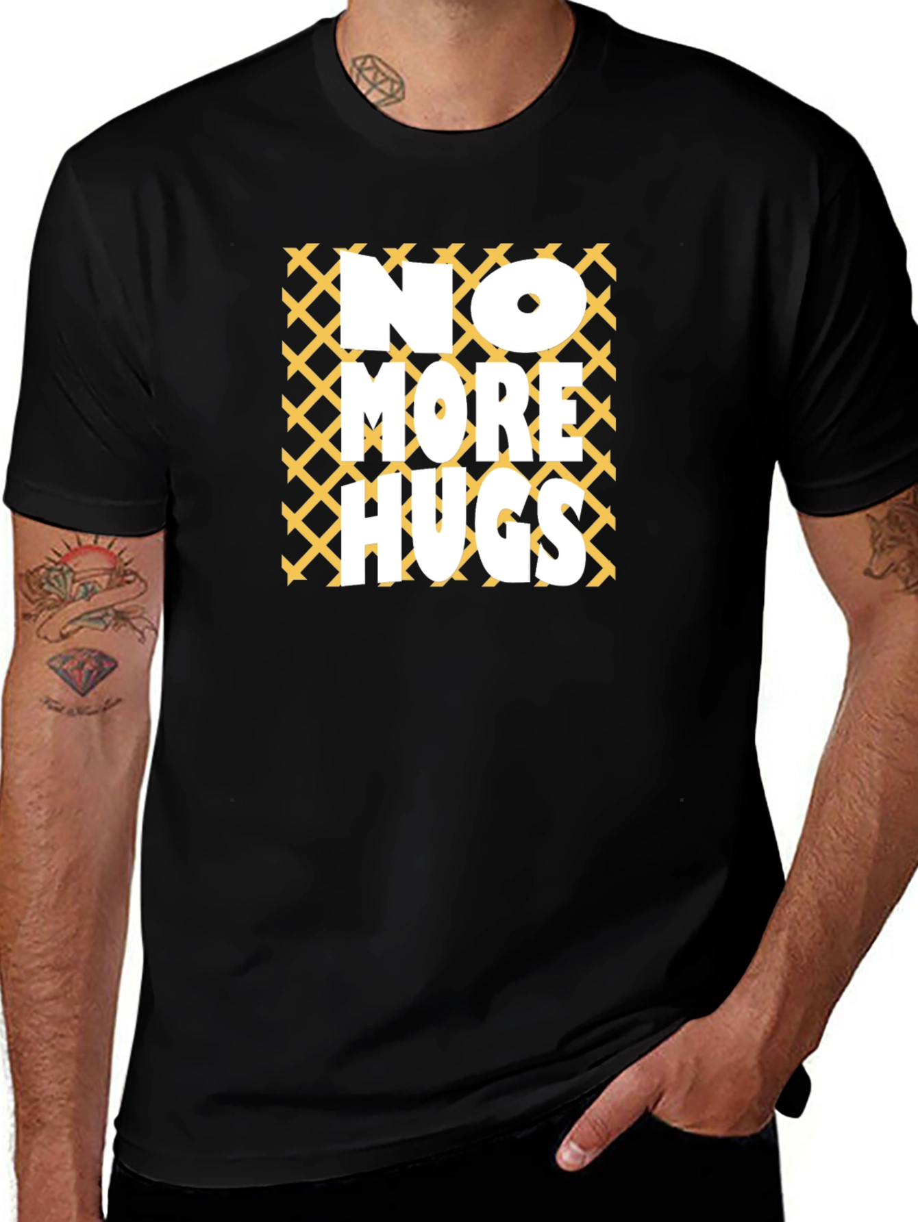 Variant 30 of No More Hugs Graphic Tee - Black Cotton Casual Shirt