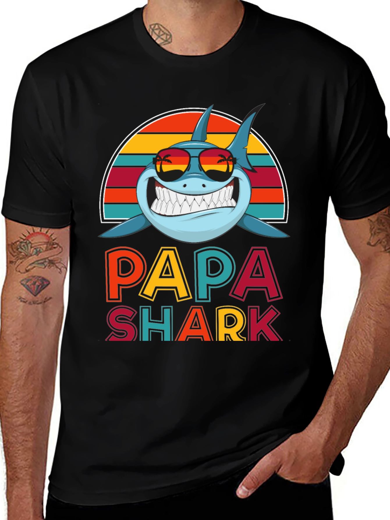 Variant 15 of Papa Shark Graphic Tee - Fun Dad T-Shirt