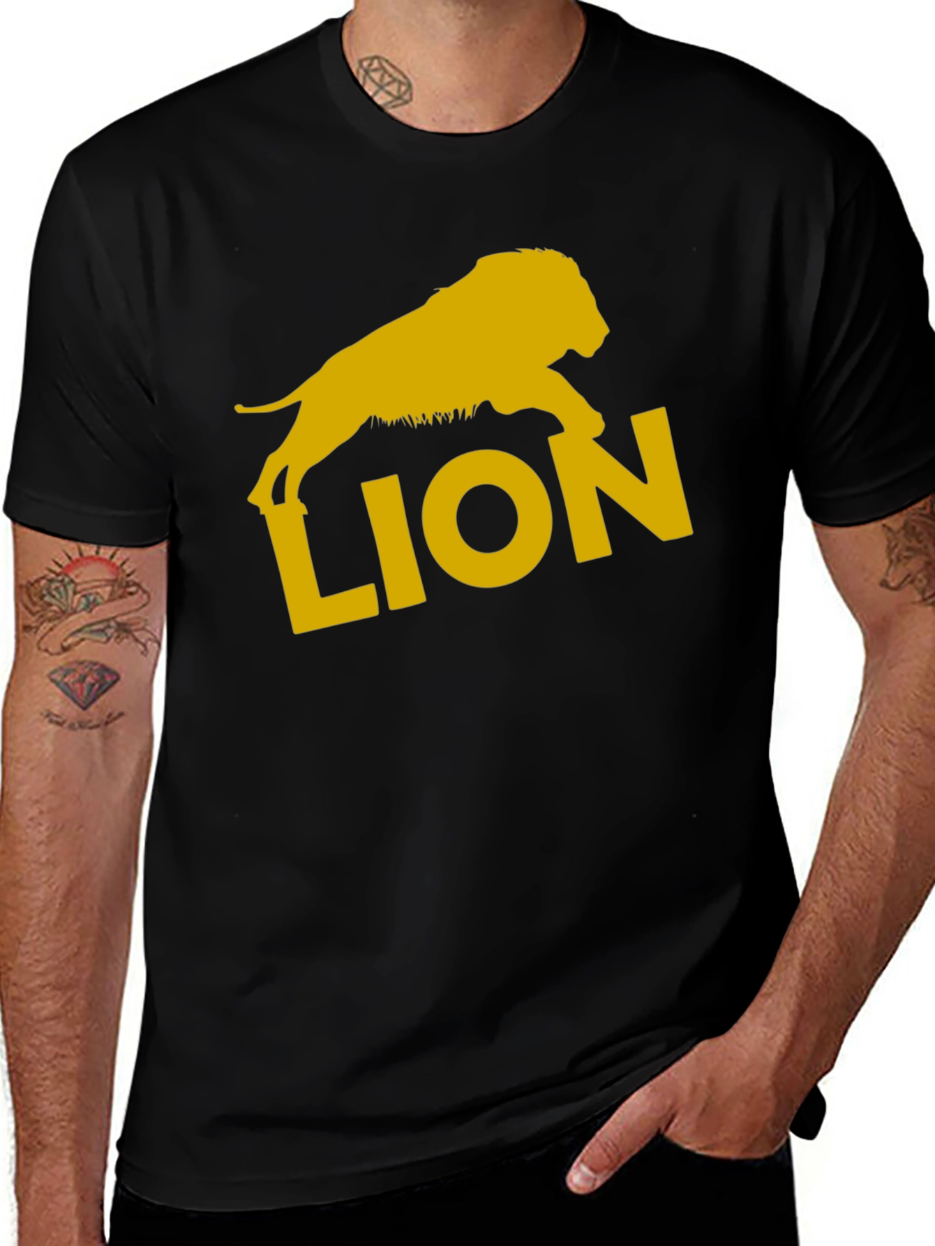 Variant 20 of Lion Graphic Tee - Black Cotton T-Shirt