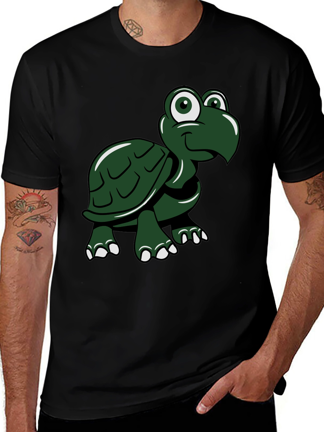 Variant 6 of Turtle Graphic Tee - Black Cotton T-Shirt
