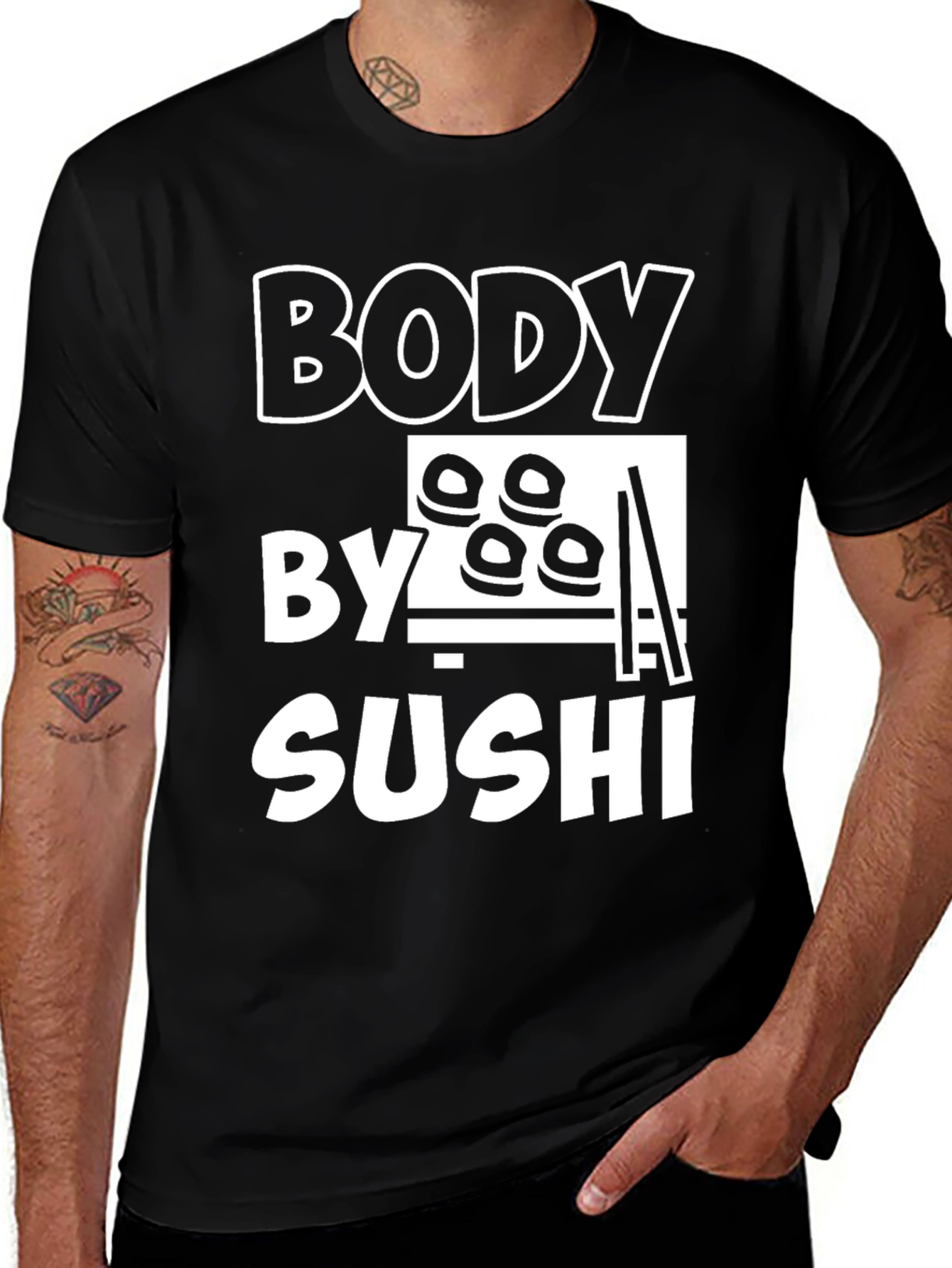 Variant 12 of Body By Sushi T-Shirt - Funny Foodie Tee