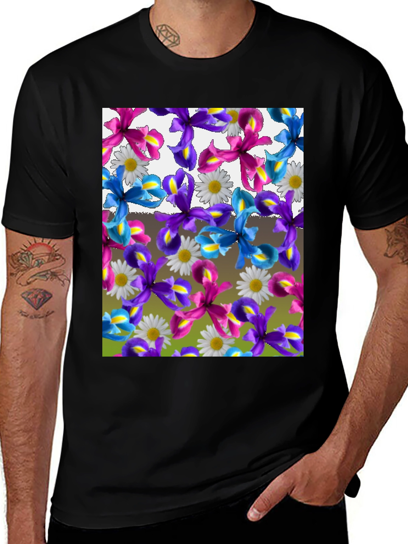 Variant 26 of Floral Iris Pattern T-Shirt - Nature Inspired Design