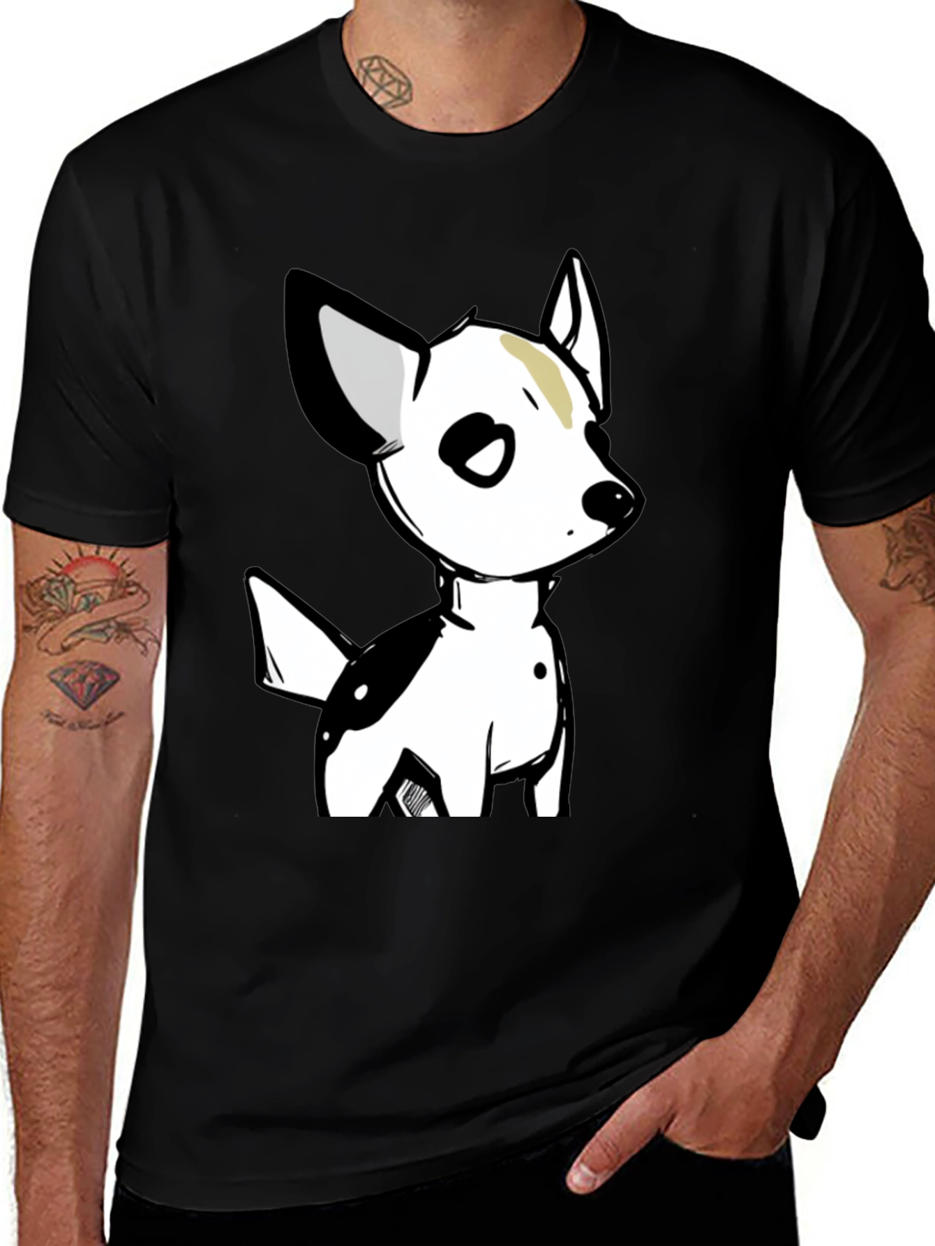 Variant 23 of Cartoon Dog Graphic T-Shirt - Unisex Black Tee