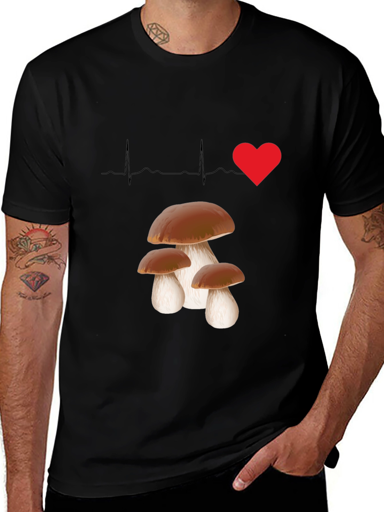 Variant 21 of Mushroom Lover T-Shirt - Heartbeat Design