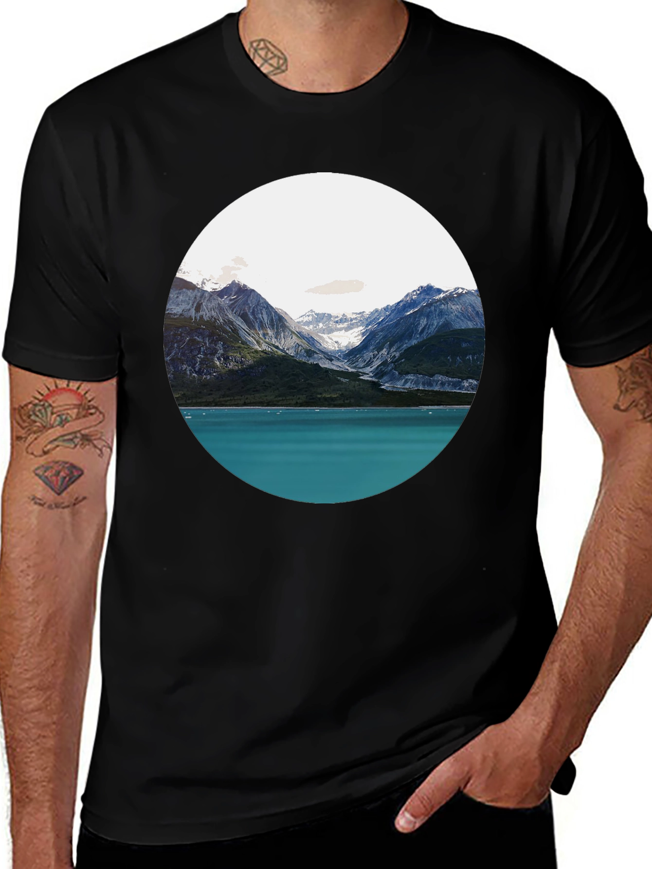 Variant 15 of Scenic Mountain & Lake Graphic Tee - Black