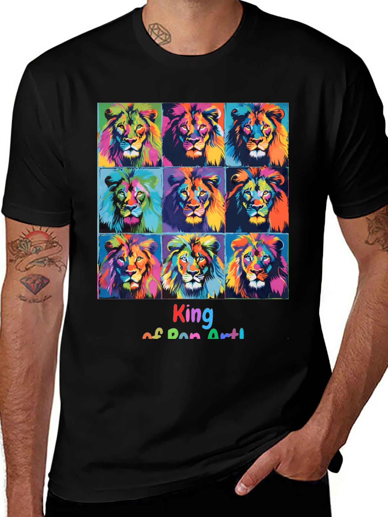 Variant 25 of King of Pop Art Lion Graphic Tee - Bold Style