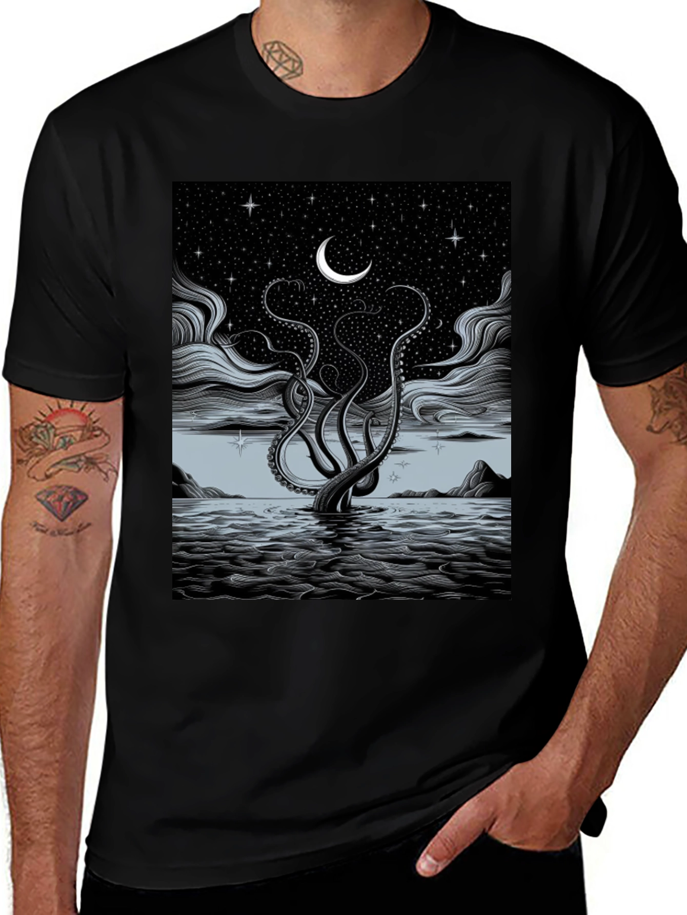 Variant 8 of Mystic Kraken Tee - Dark Sea Design