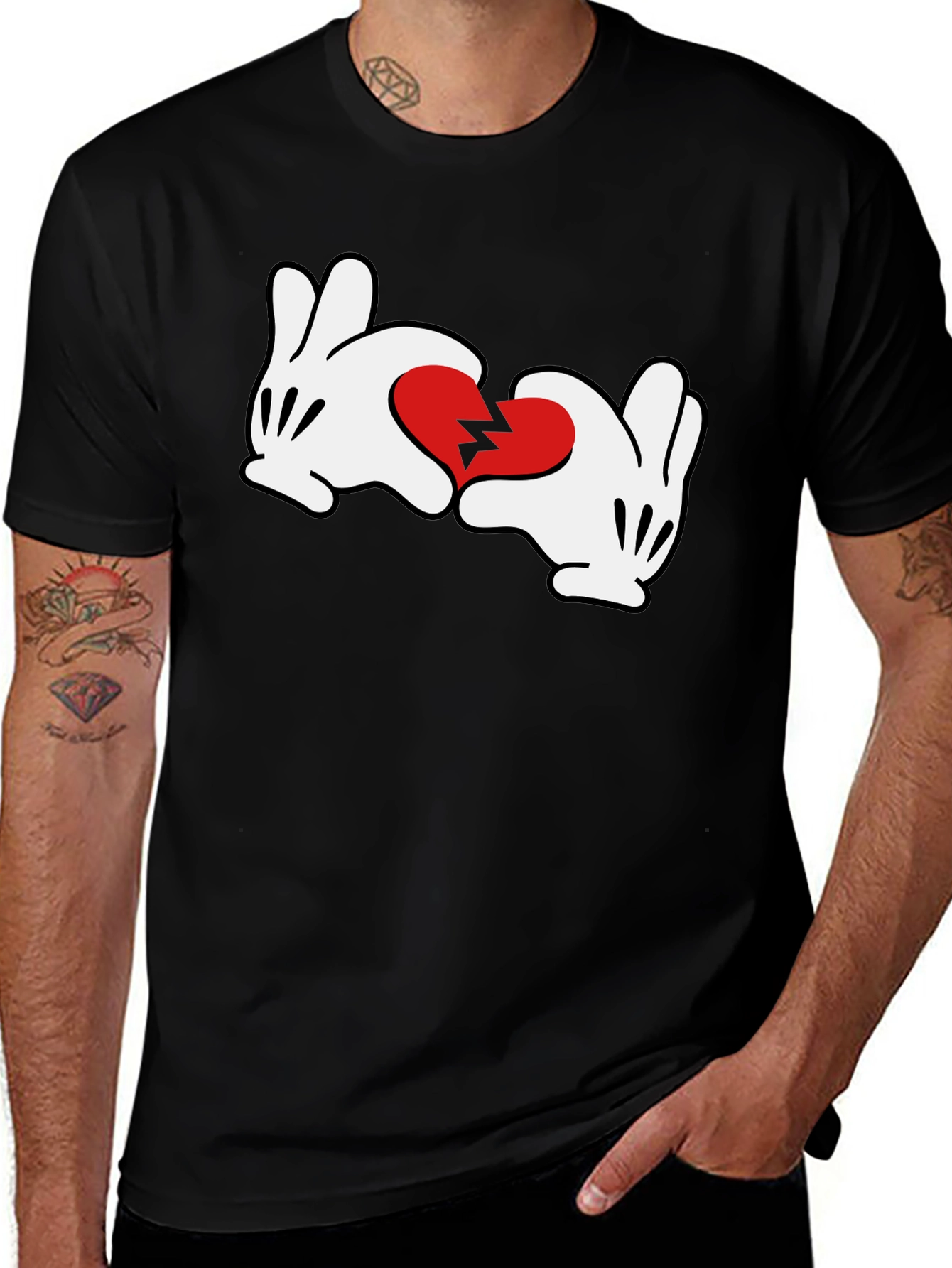 Variant 9 of Broken Heart Mickey Hands Graphic Tee