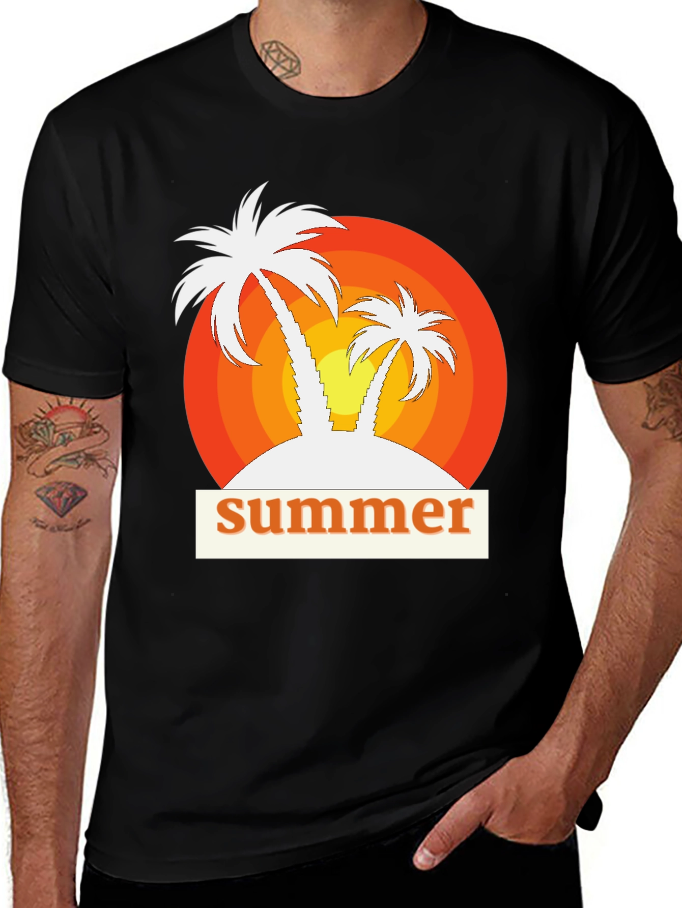 Variant 3 of Retro Summer Palm Tree Graphic Tee