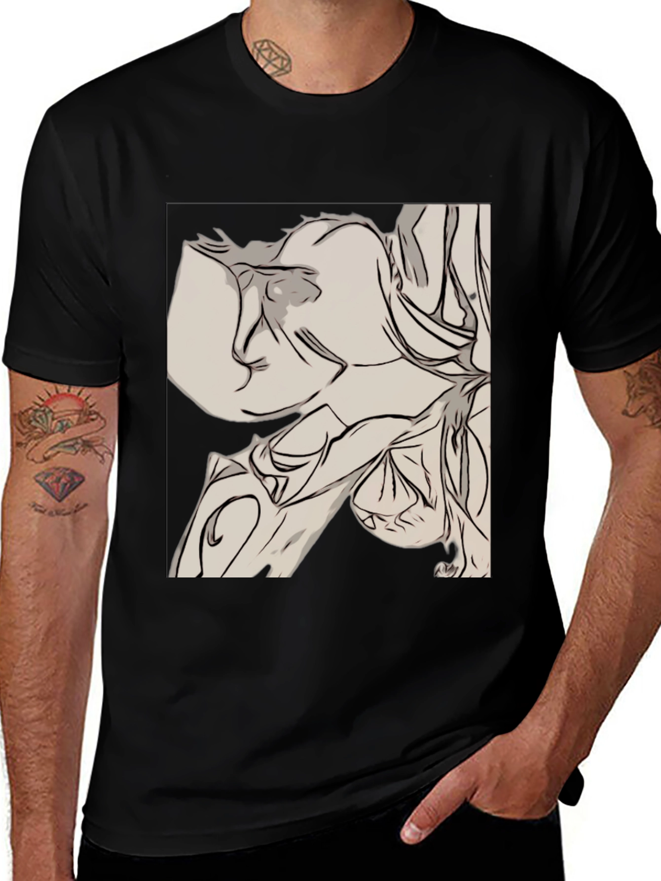 Variant 5 of Abstract Graphic Tee - Men's Black T-Shirt