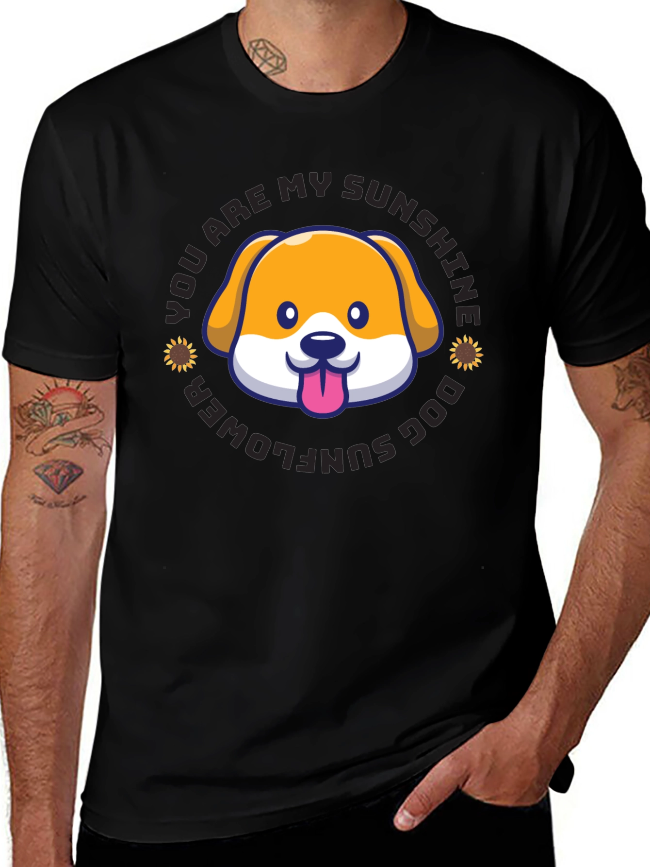 Variant 2 of Sunshine Dog Sunflower Graphic T-Shirt