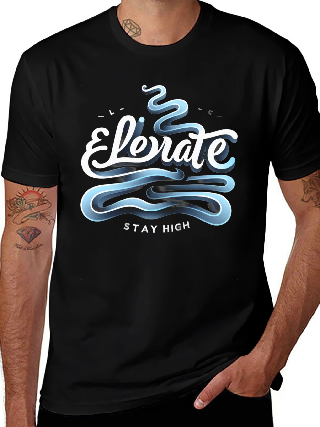 Variant 23 of Elevate Stay High Graphic Tee - Black