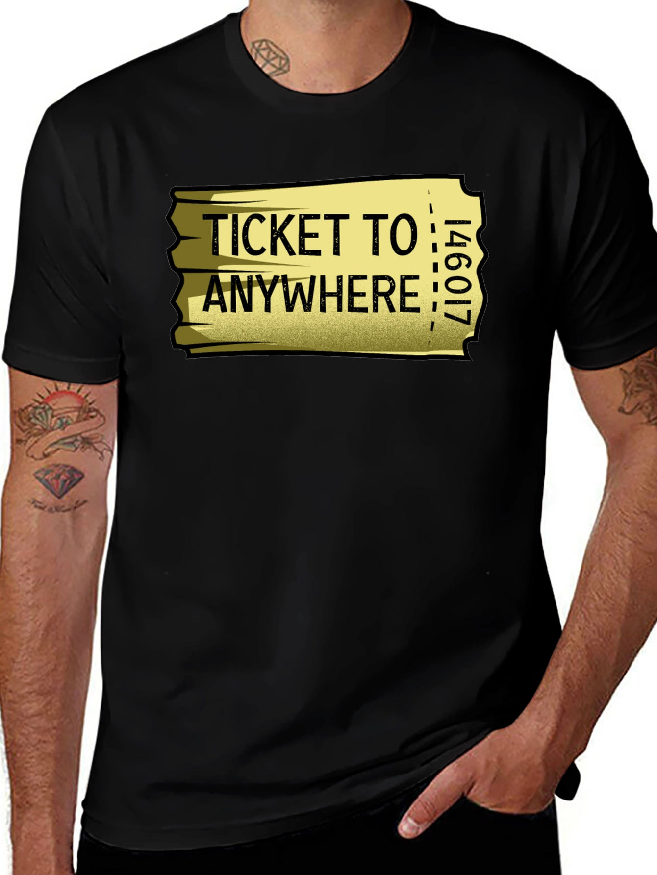 Ticket to Anywhere Graphic T-Shirt - Black