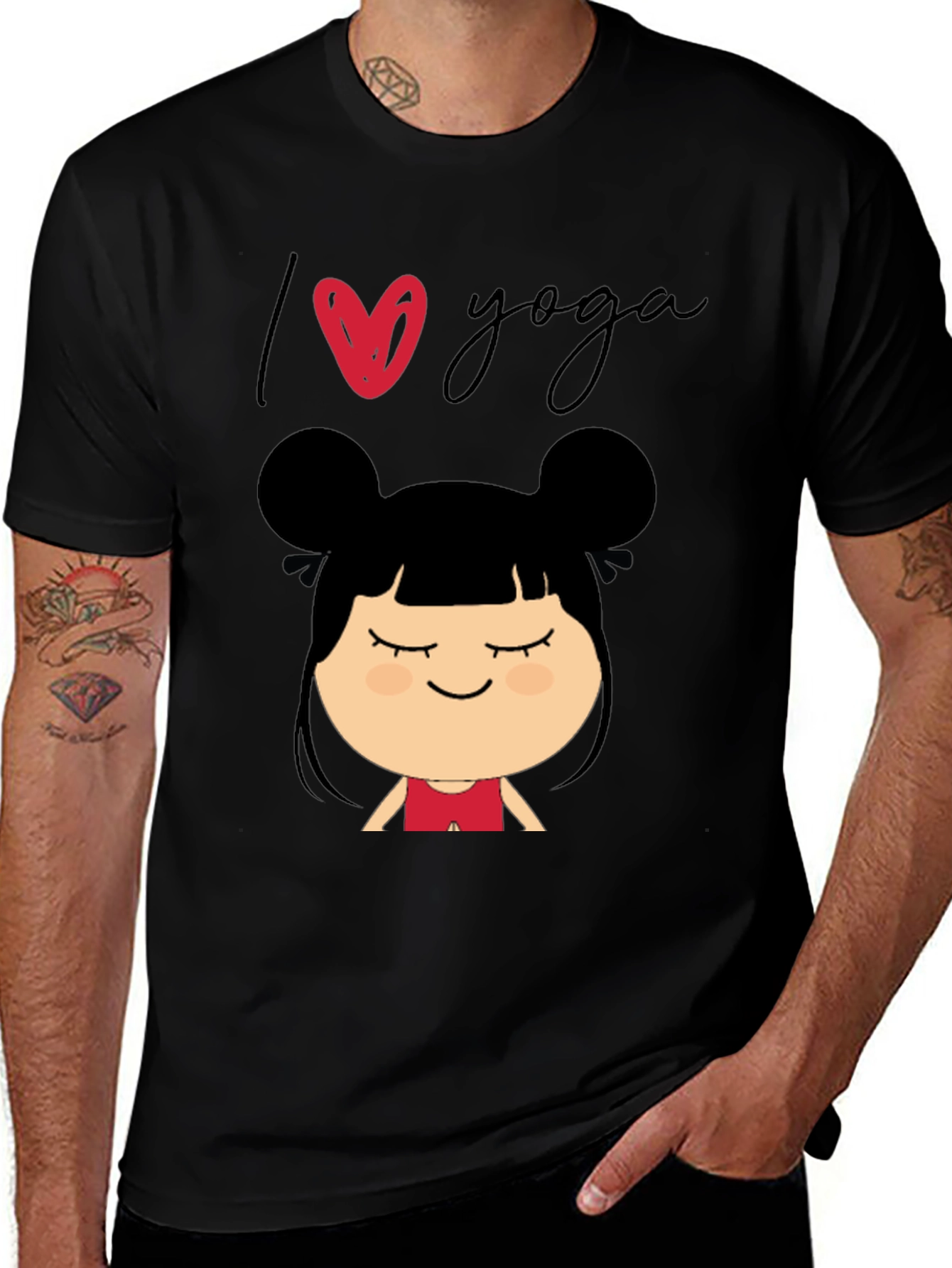 Variant 15 of I Love Yoga T-Shirt with Cute Cartoon Girl