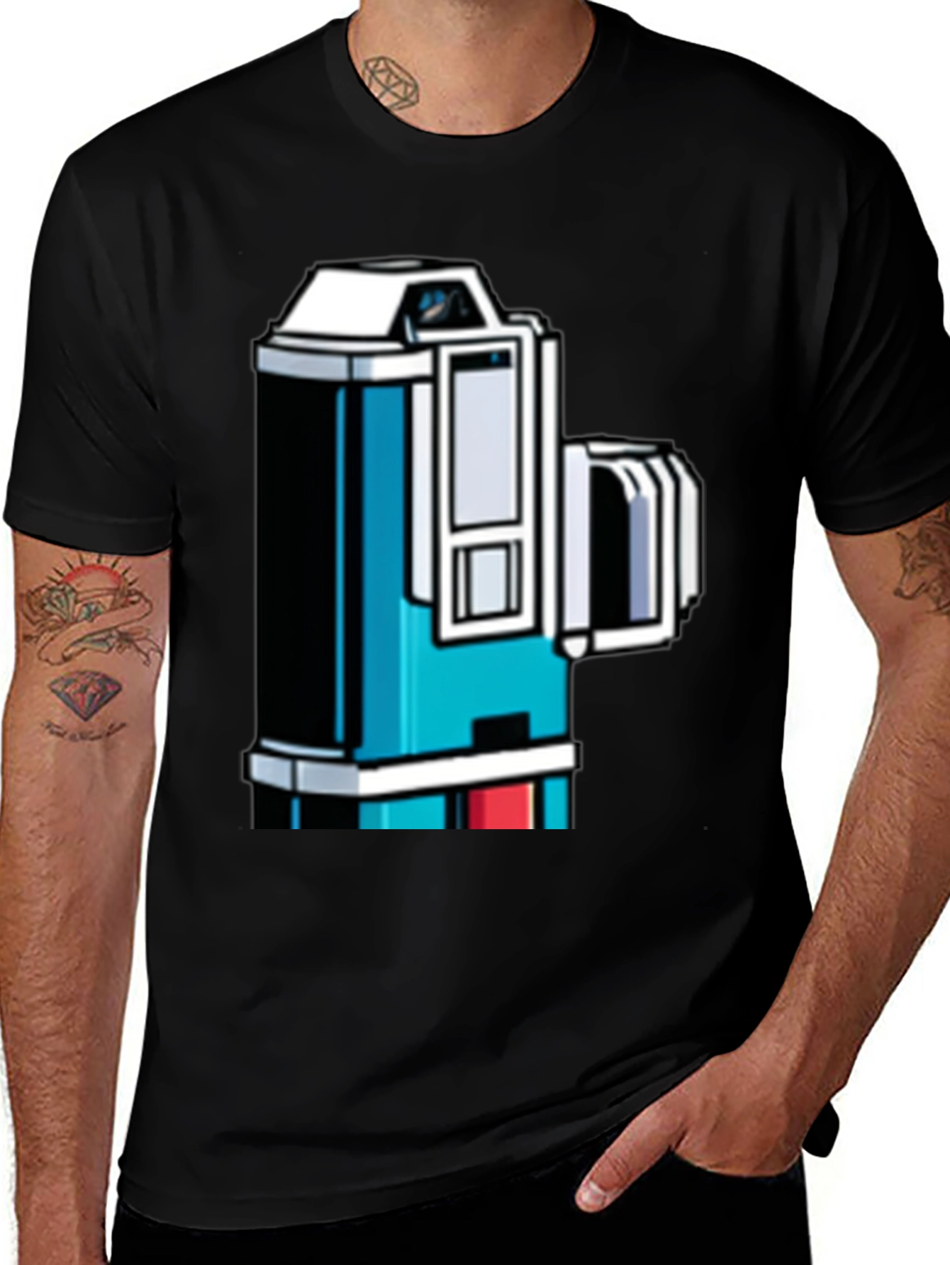 Variant 8 of Retro Game Camera Tee - Black