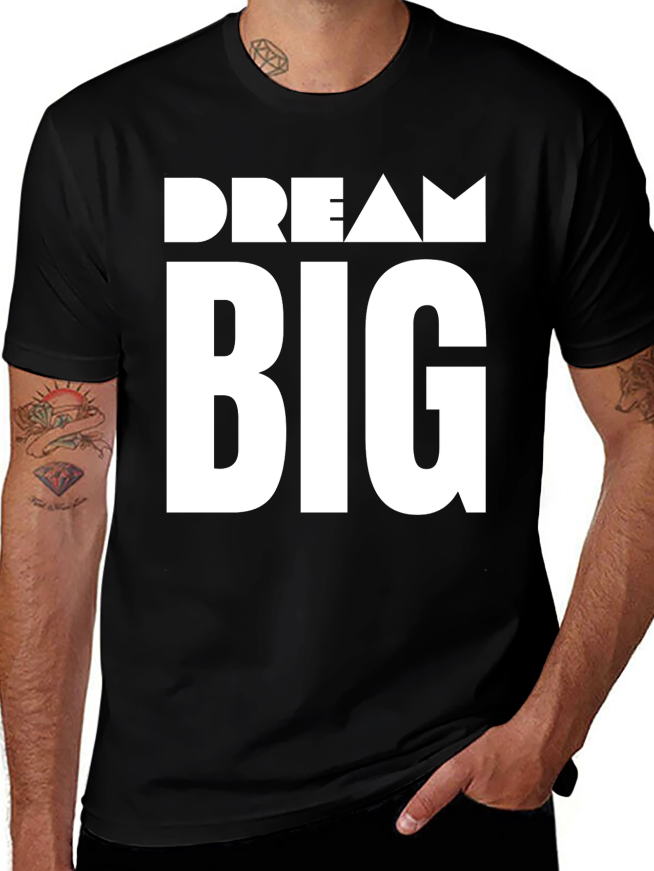 Variant 18 of Dream Big Graphic Tee - Black Cotton T-Shirt