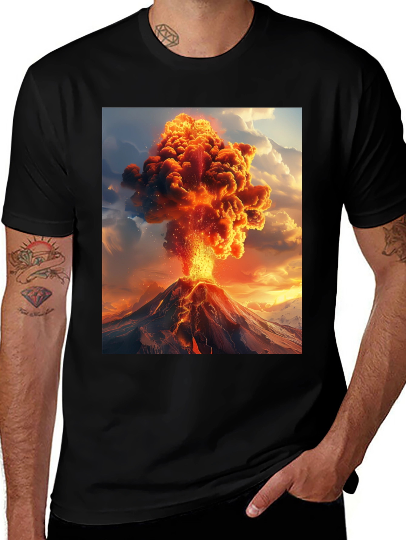 Variant 5 of Volcano Eruption Graphic Tee - Black