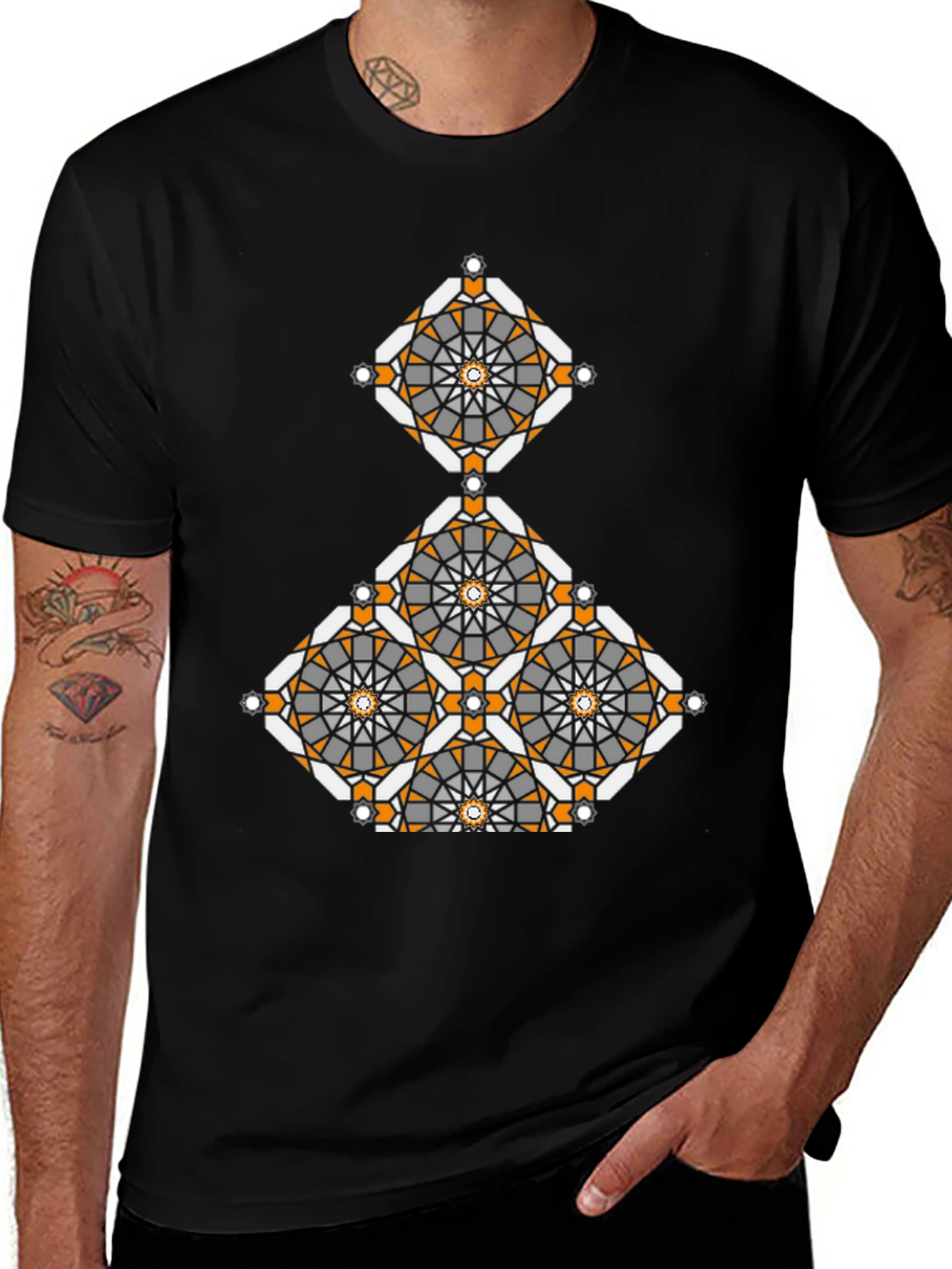 Variant 24 of Geometric Pattern Black Tee