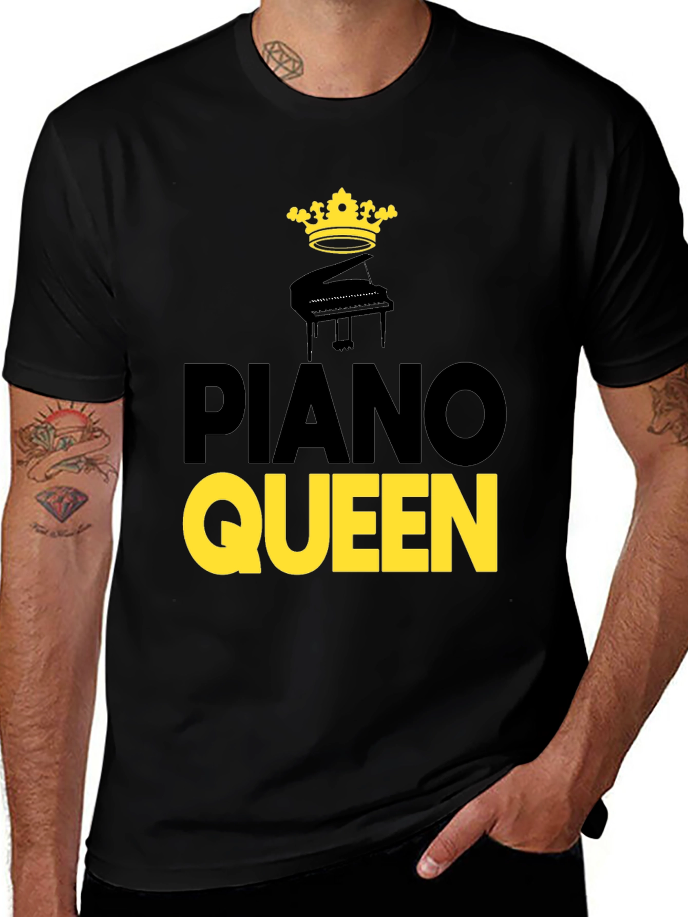 Variant 16 of Piano Queen Graphic Tee - Black Cotton T-Shirt