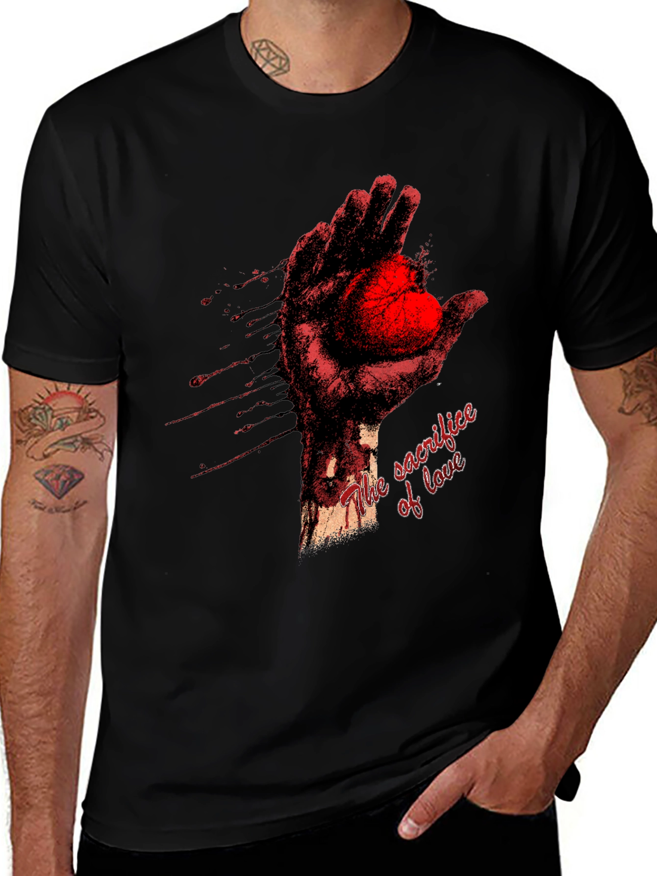 Variant 18 of Sacrifice of Love Graphic Tee - Heart in Hand