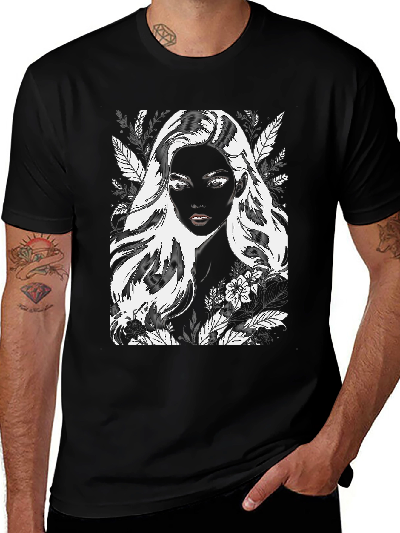 Monochrome Woman Graphic Tee - Stylish Black T-Shirt