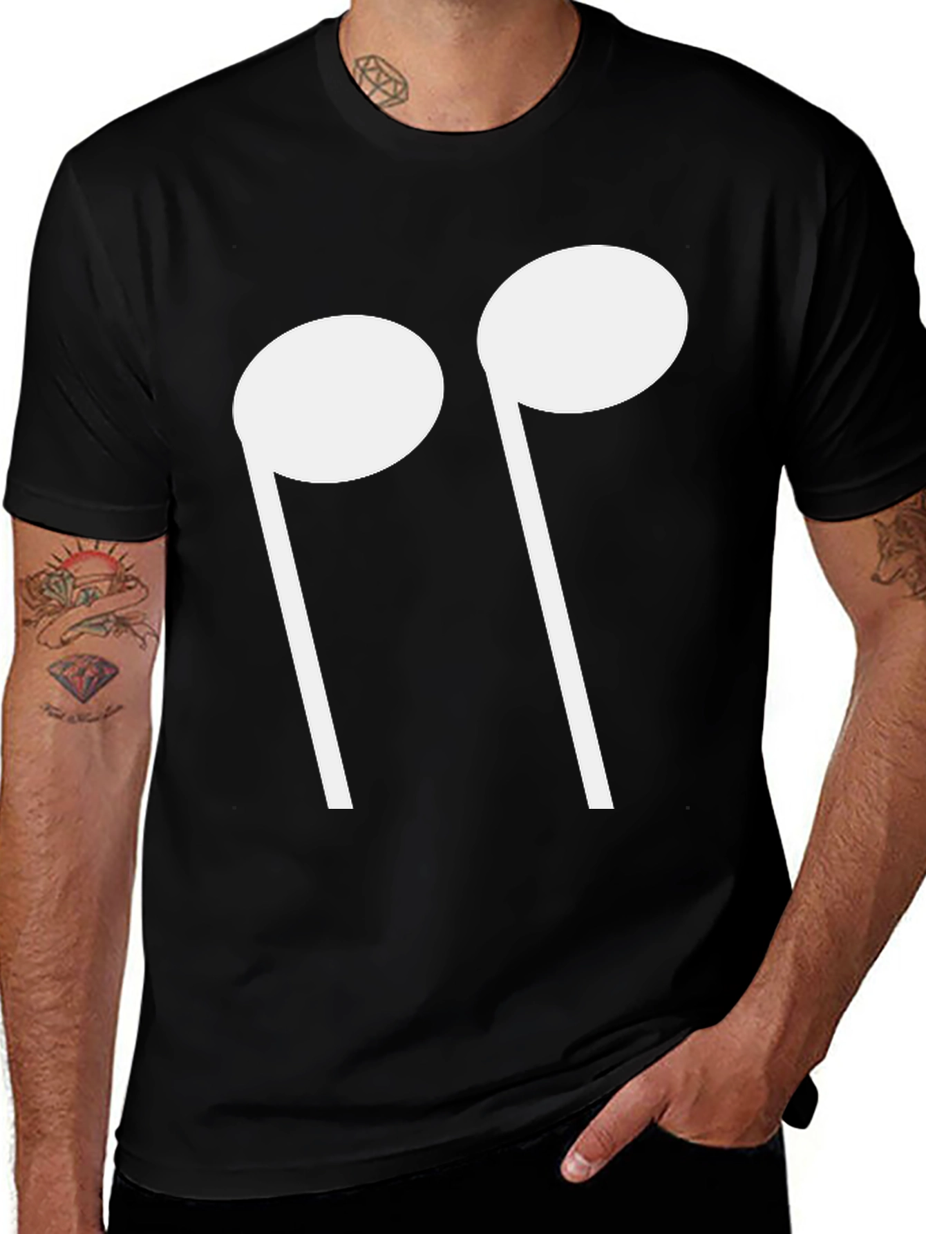 Musical Note T-Shirt - Black Cotton Graphic Tee