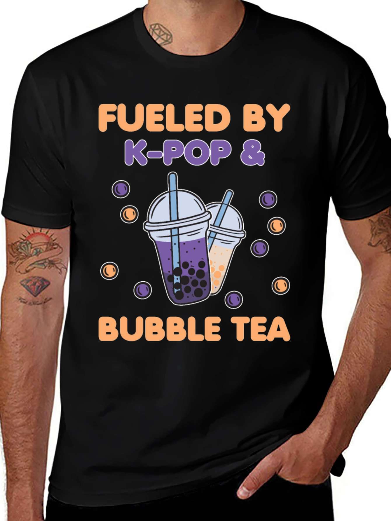 Fueled By K-Pop & Bubble Tea Graphic T-Shirt