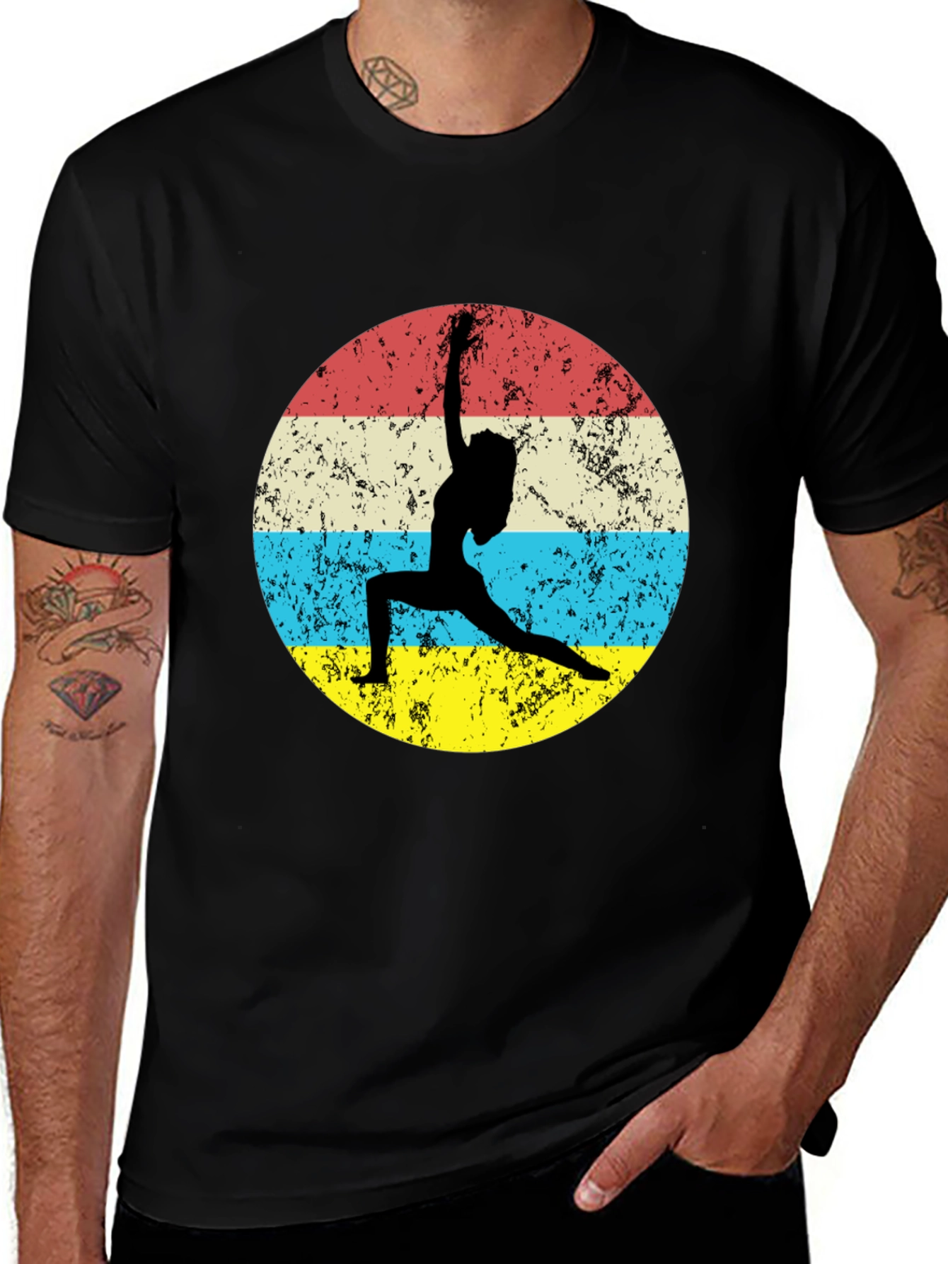 Variant 23 of Yoga Pose Graphic Tee - Vintage Style Black T-Shirt