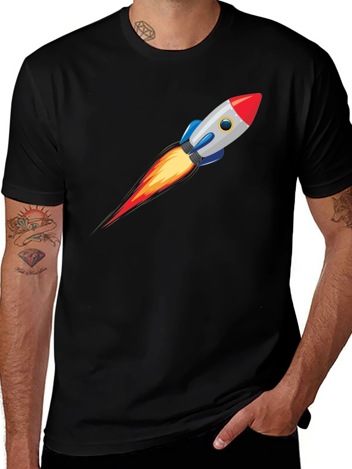Variant 16 of Rocket Launch Graphic Tee - Men's Black T-Shirt