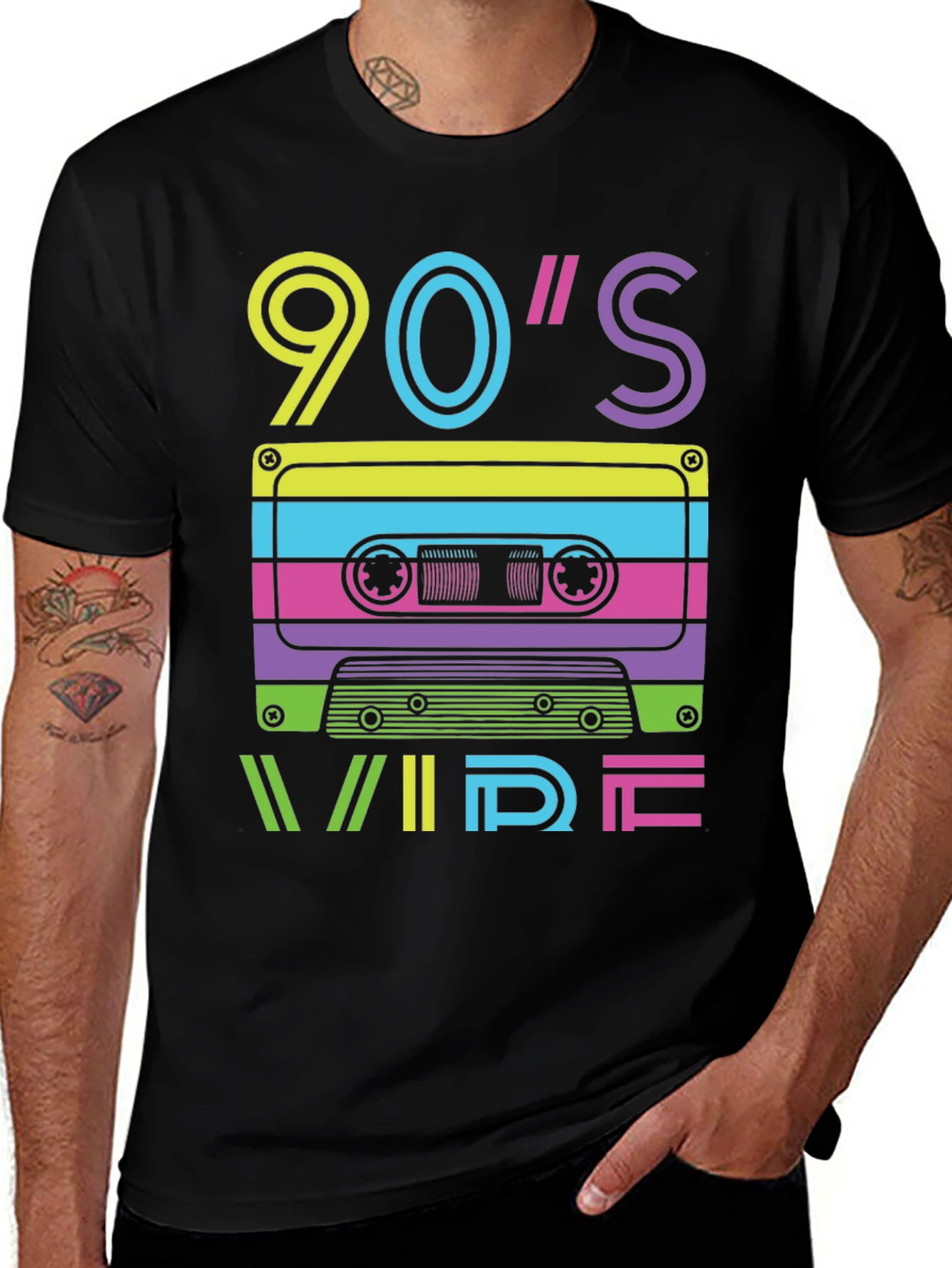 Variant 27 of Retro 90's Vibe Cassette Tape Graphic Tee - Black